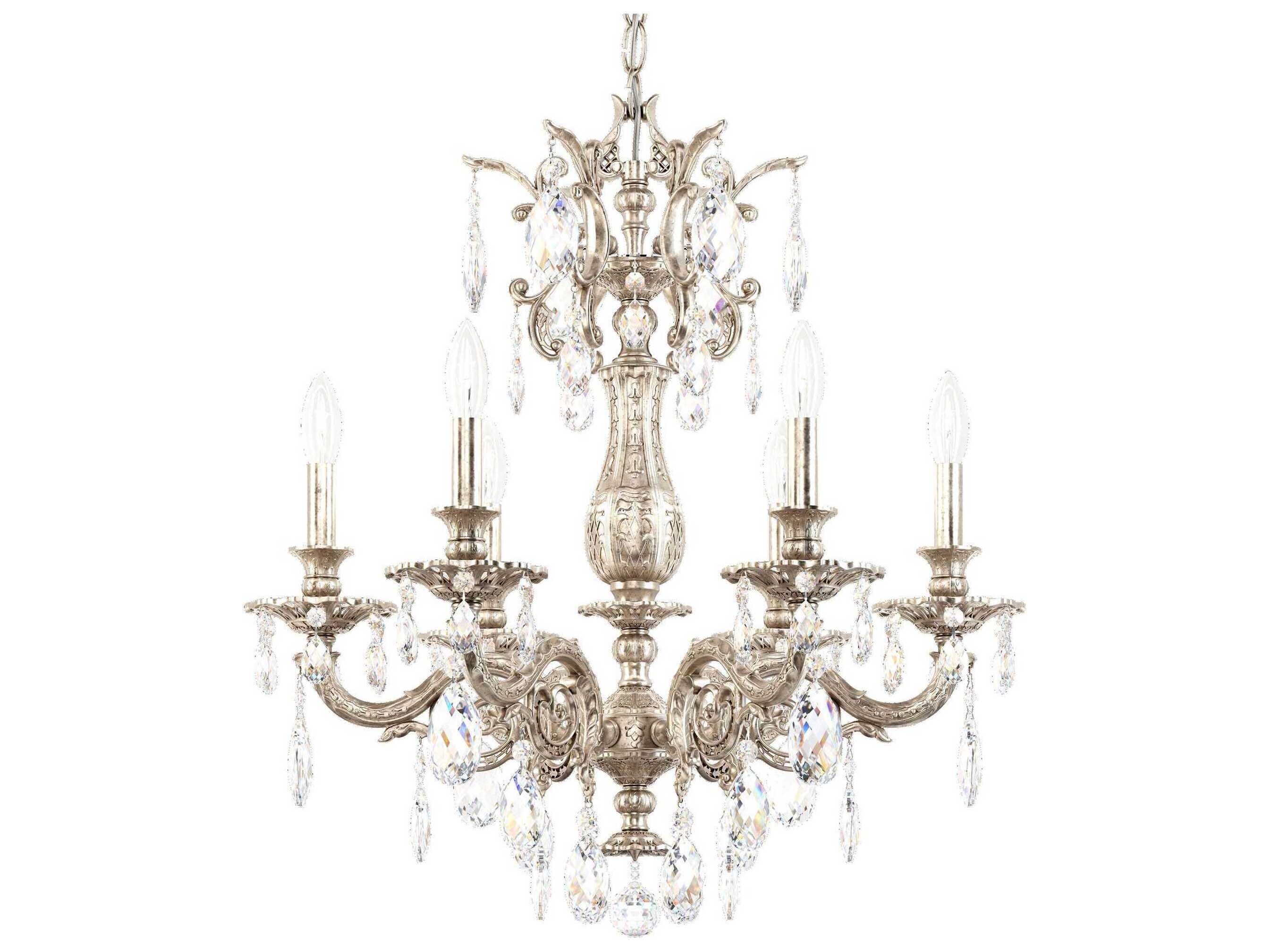 Schonbek Milano 6-Light Gold Crystal Candelabra Chandelier