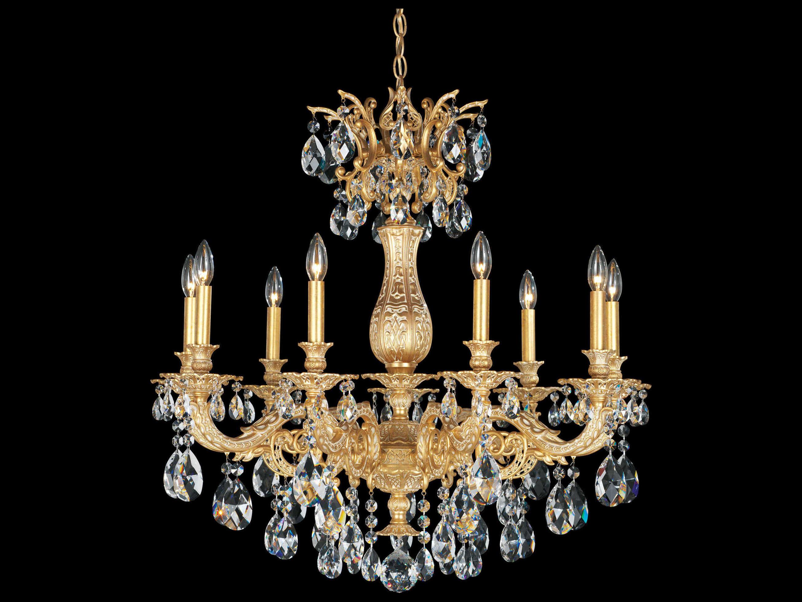 Schonbek Milano 9-Light Gold Crystal Candelabra Chandelier