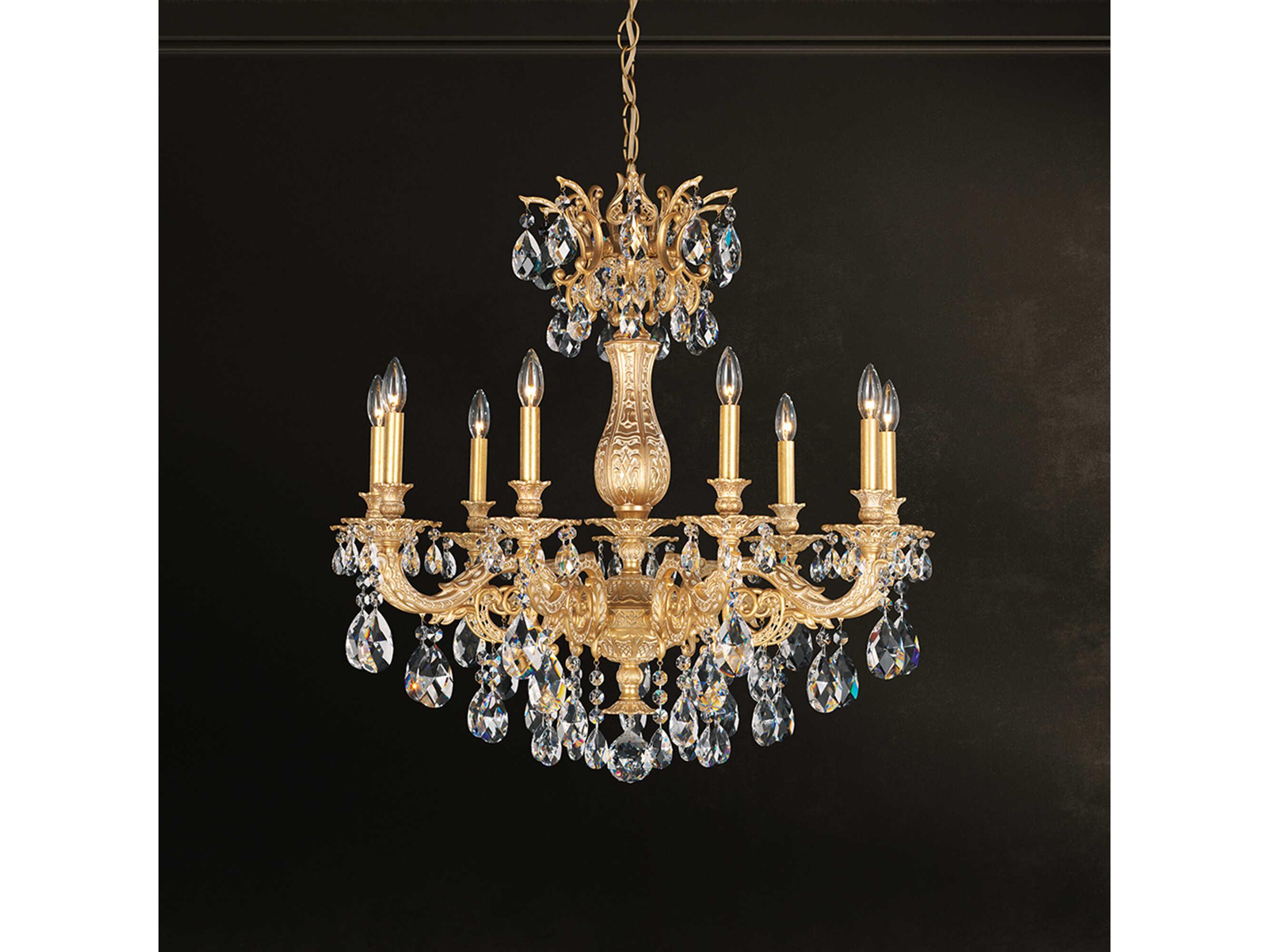 Schonbek Milano 9-Light Gold Crystal Candelabra Chandelier