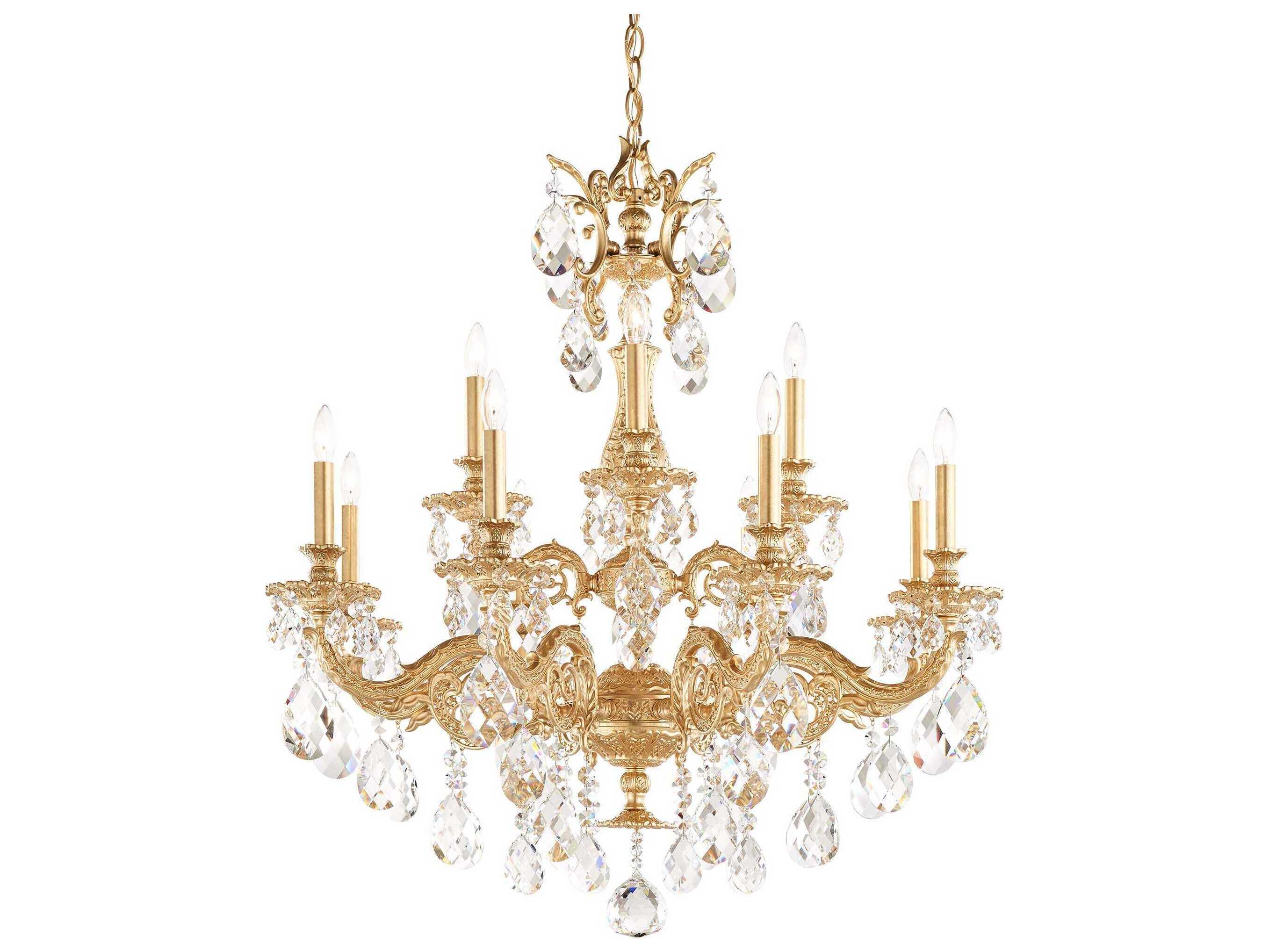 Schonbek Milano 12-Light Silver Crystal Candelabra Chandelier