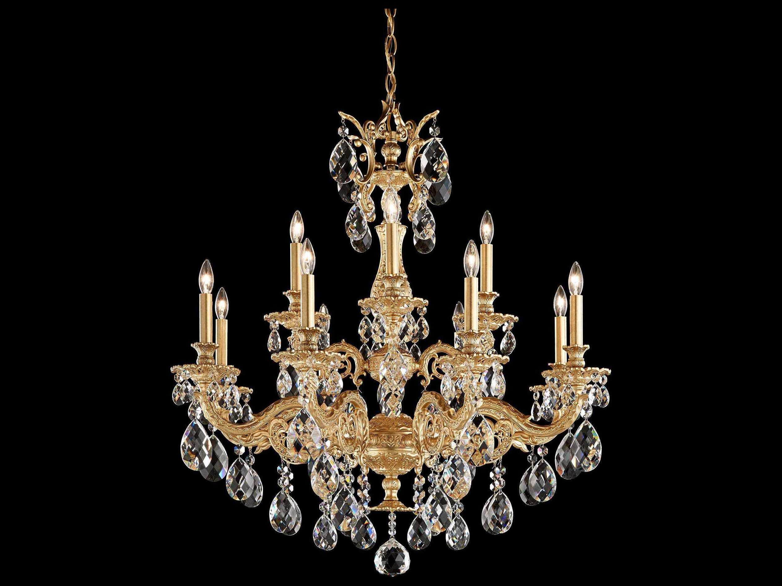 Schonbek Milano 12-Light Silver Crystal Candelabra Chandelier
