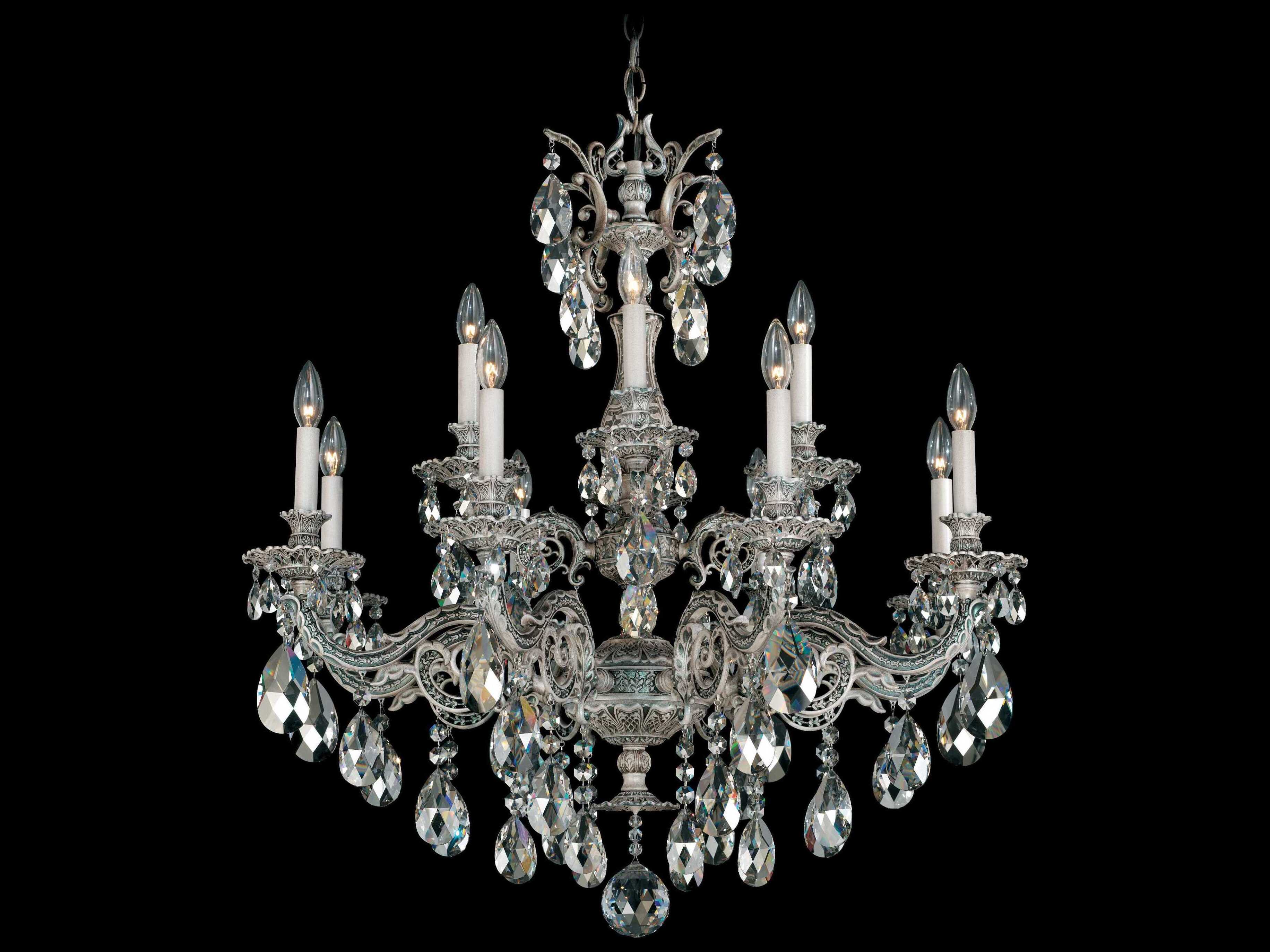 Schonbek Milano 12-Light Silver Crystal Candelabra Chandelier