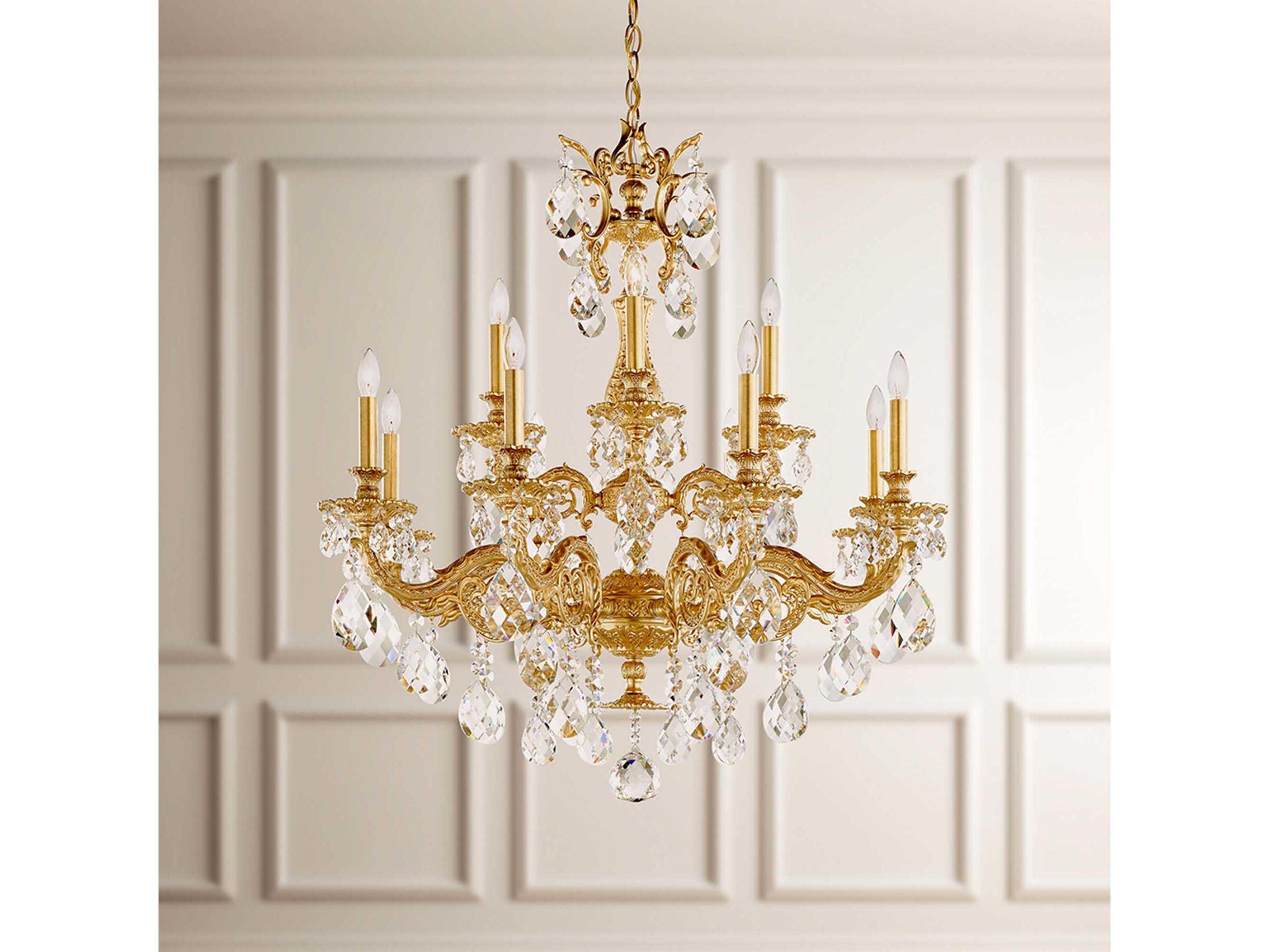 Schonbek Milano 12-Light Silver Crystal Candelabra Chandelier