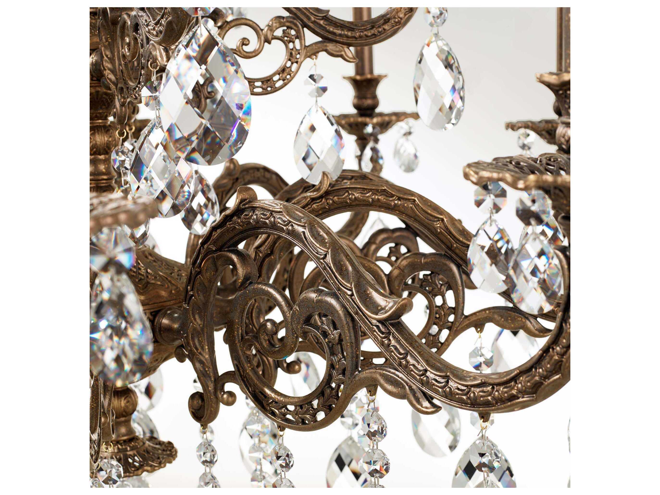 Schonbek Milano 15-Light Gold Crystal Candelabra Chandelier