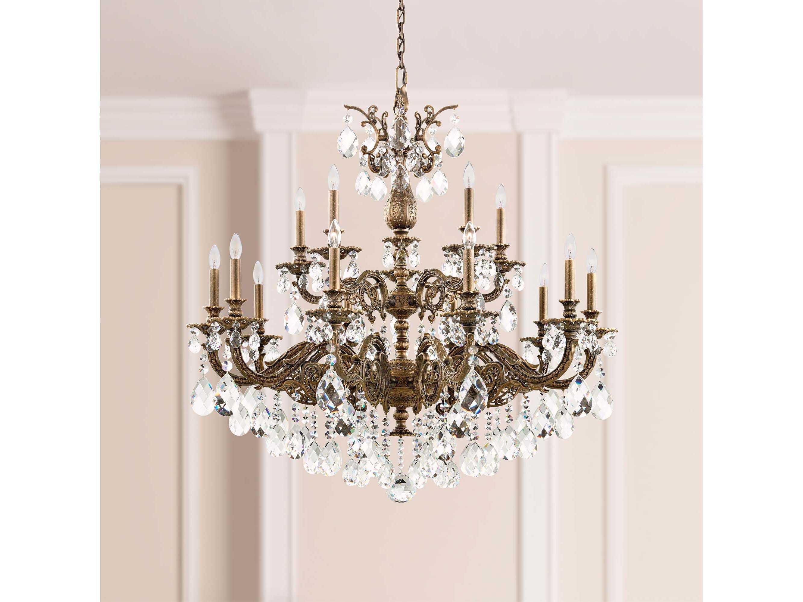 Schonbek Milano 15-Light Gold Crystal Candelabra Chandelier
