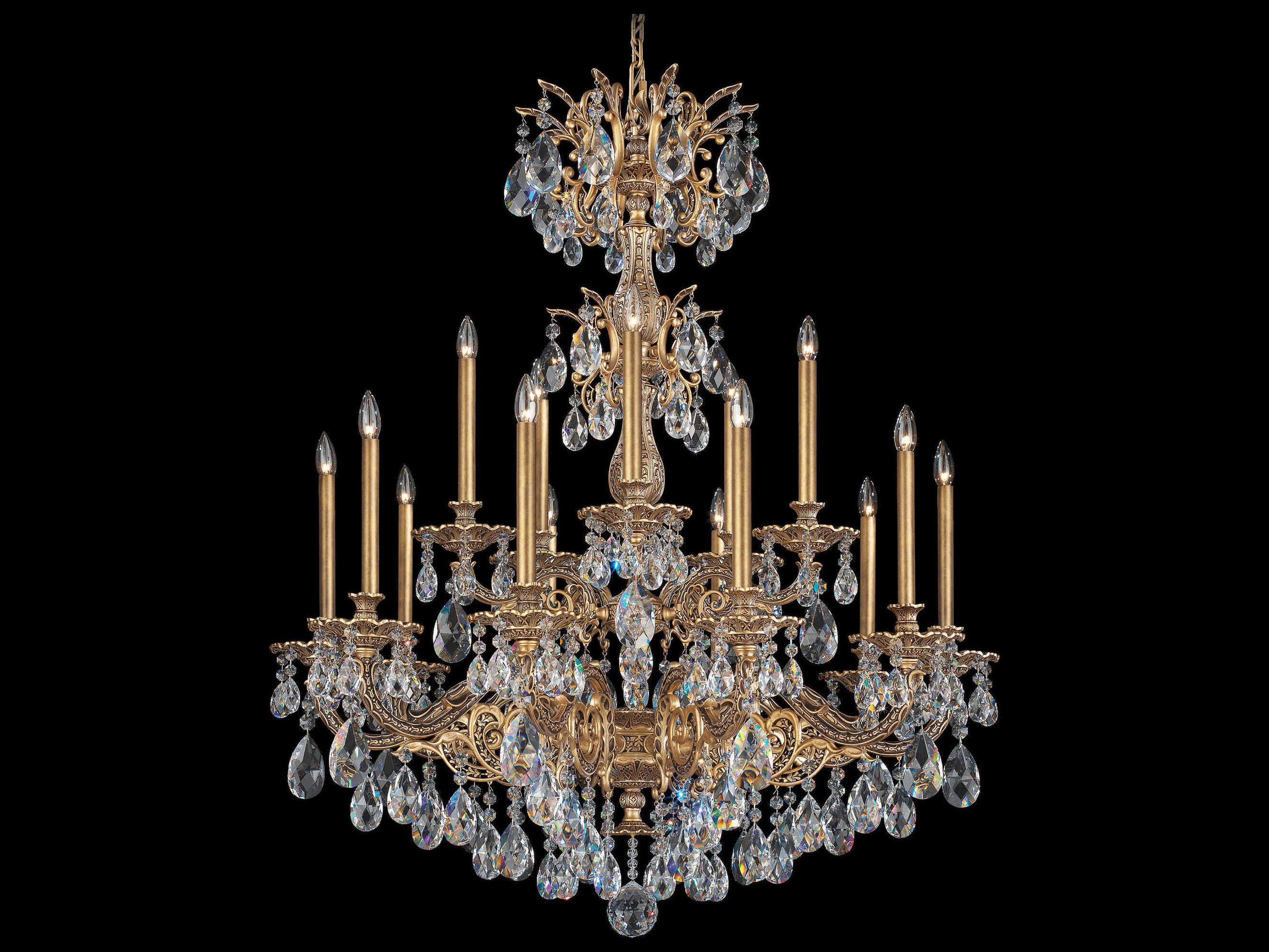 Schonbek Milano 15-Light Gold Crystal Candelabra Chandelier
