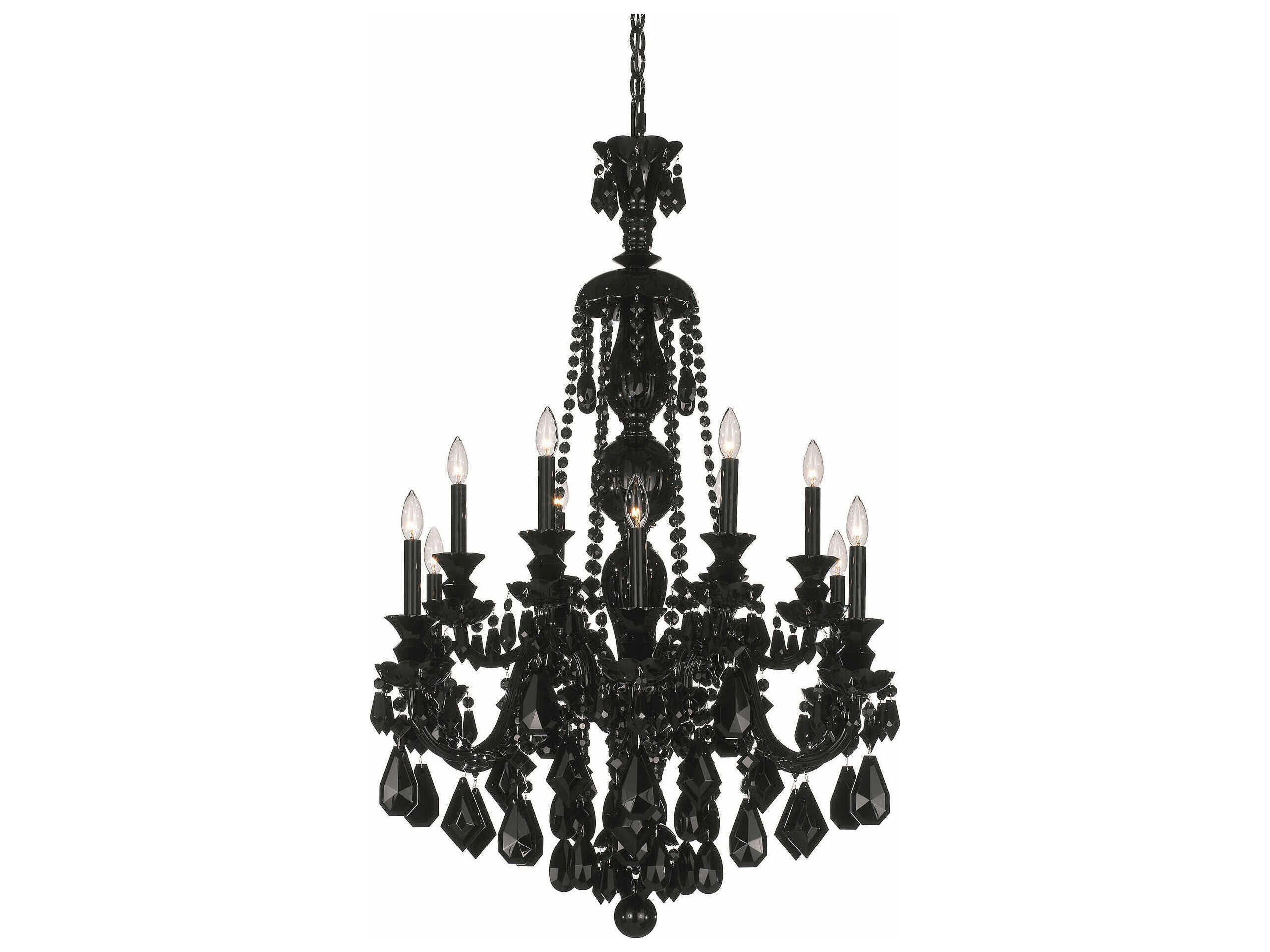 Schonbek Hamilton 12-Light Jet Black Candelabra Chandelier