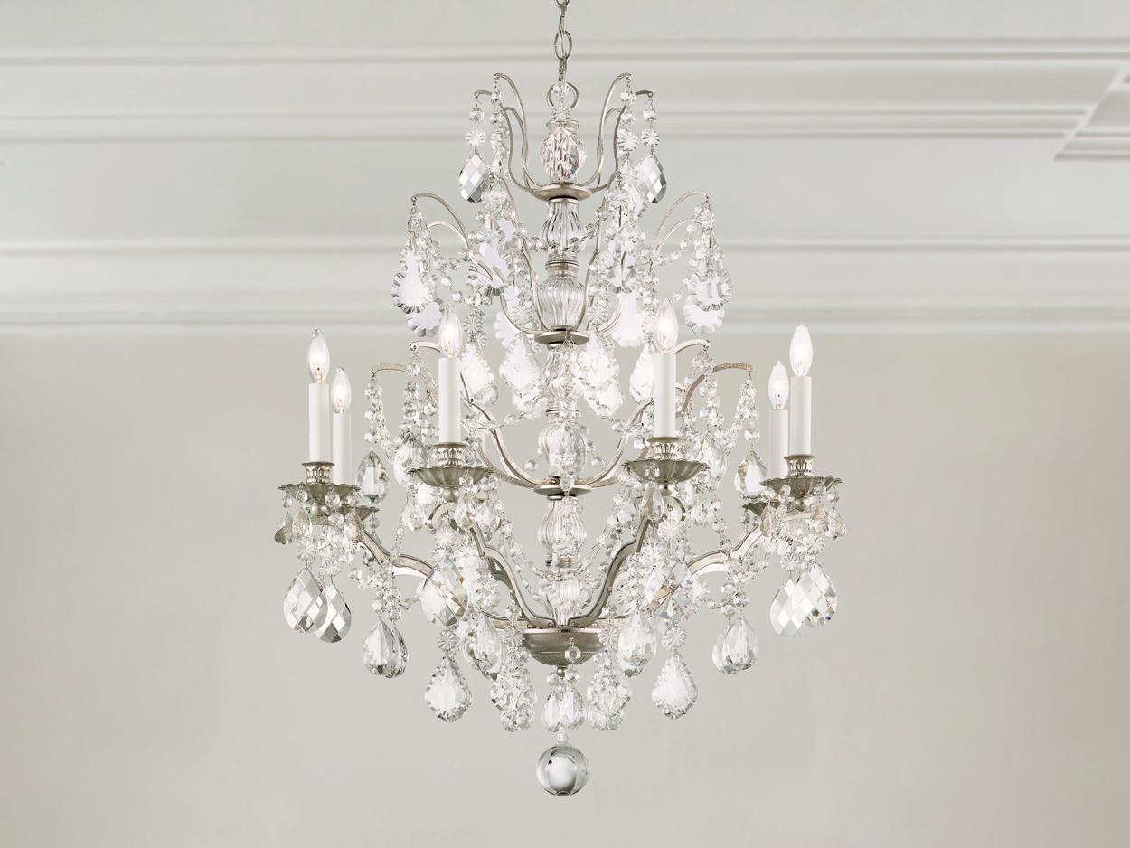 Schonbek Bordeaux 8-Light Silver Crystal Candelabra Chandelier