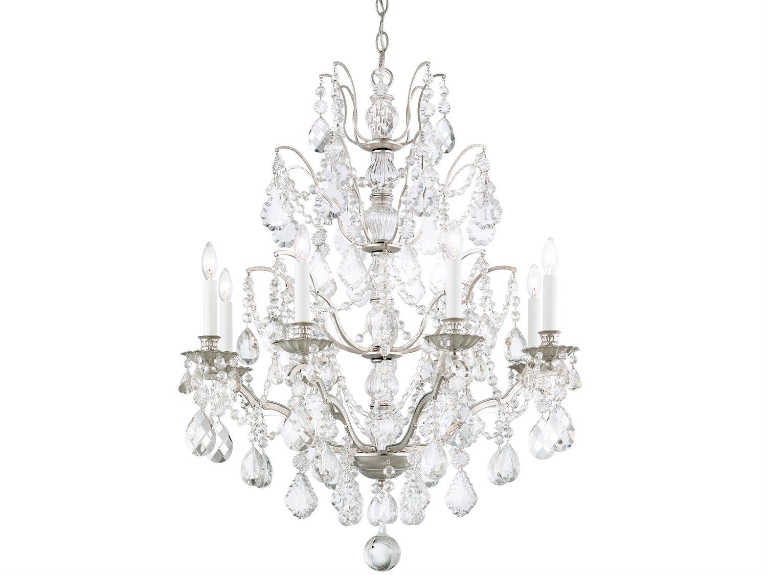 Schonbek Bordeaux 8-Light Silver Crystal Candelabra Chandelier