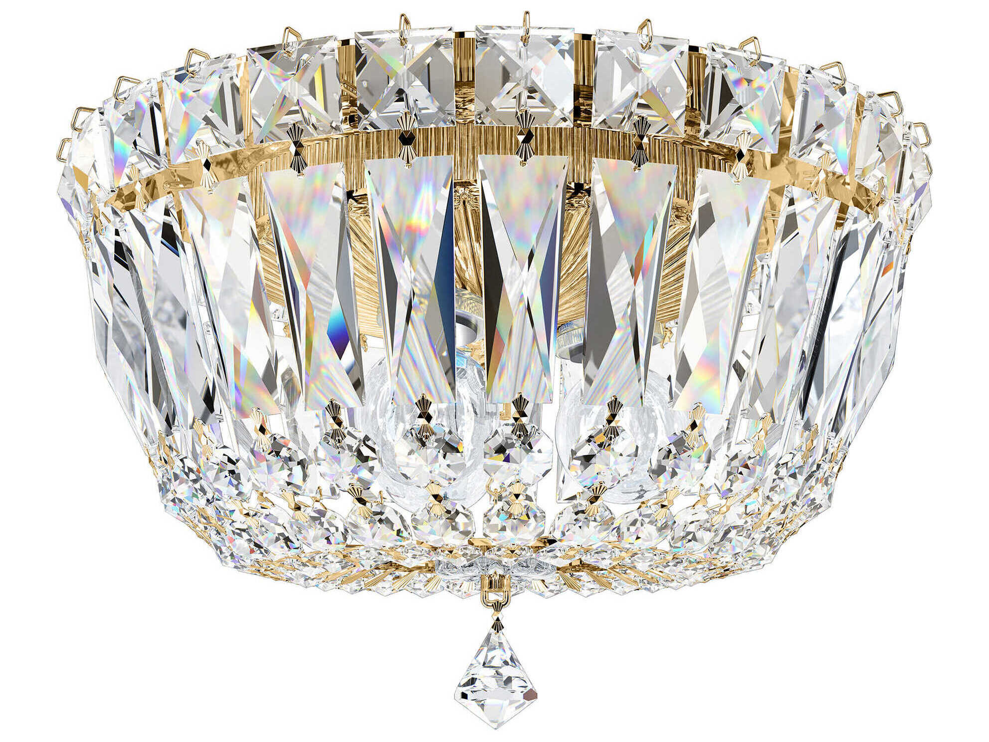 Schonbek Petit Crystal Deluxe 3-Light Gold Bowl Flush Mount