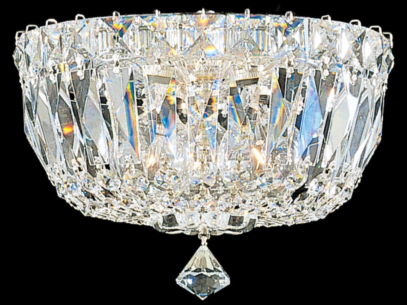 Schonbek Petit Crystal Deluxe 3-Light Gold Bowl Flush Mount