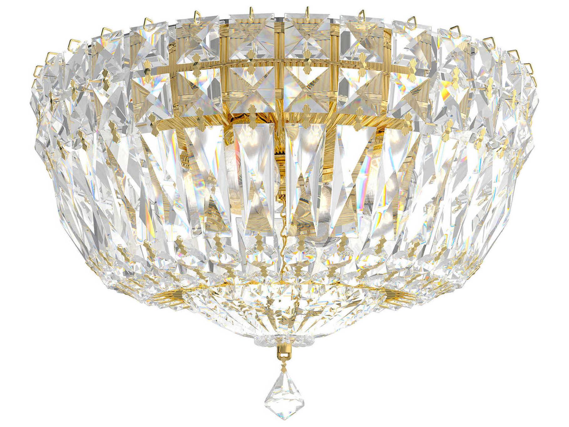 Schonbek Petit Crystal Deluxe 4-Light Gold Bowl Flush Mount