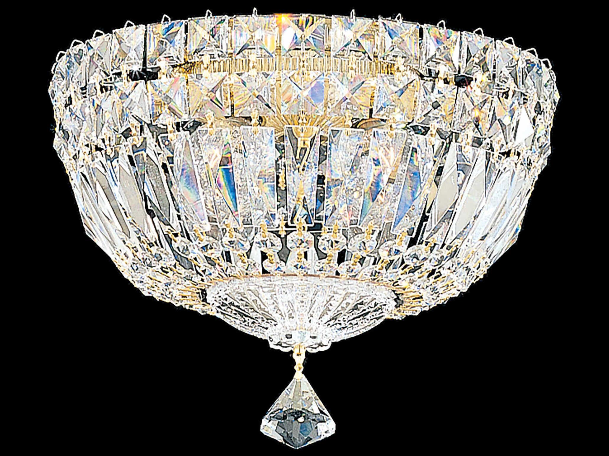 Schonbek Petit Crystal Deluxe 4-Light Gold Bowl Flush Mount
