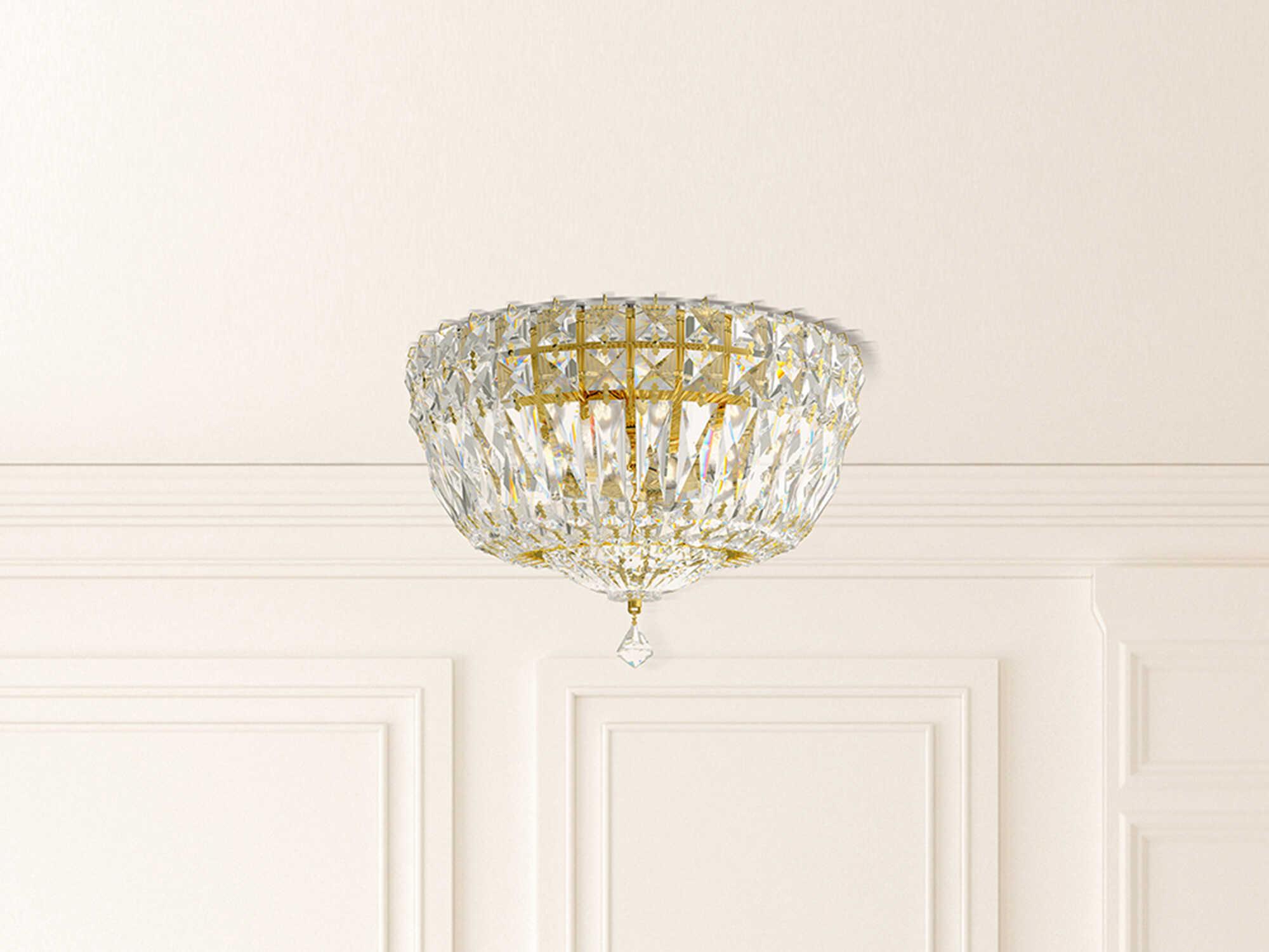 Schonbek Petit Crystal Deluxe 4-Light Gold Bowl Flush Mount