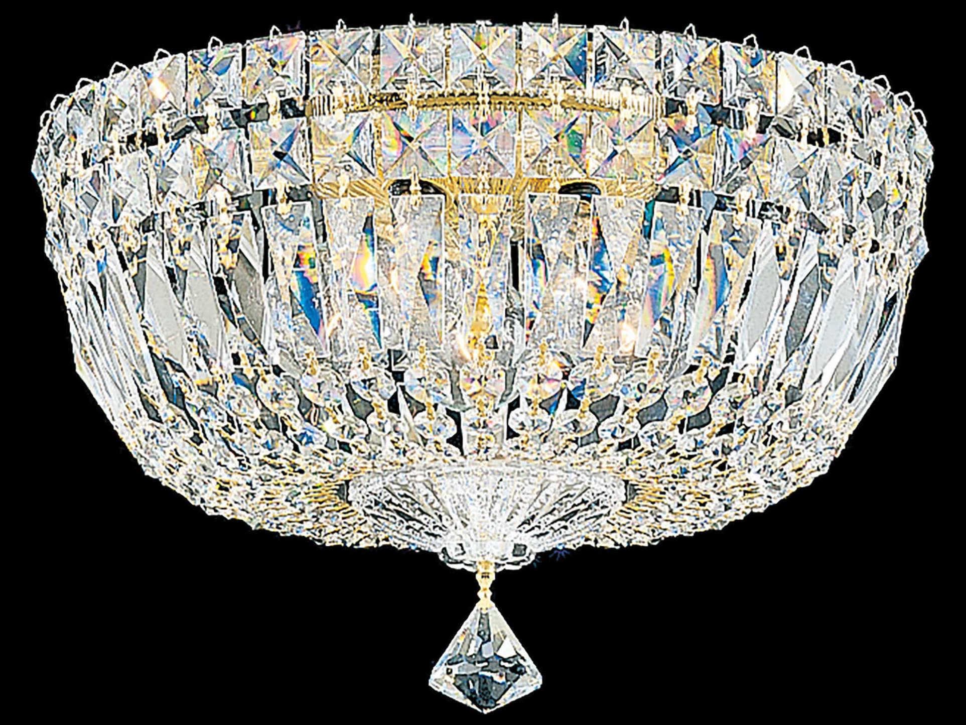 Schonbek Petit Crystal Deluxe 5-Light Gold Bowl Flush Mount