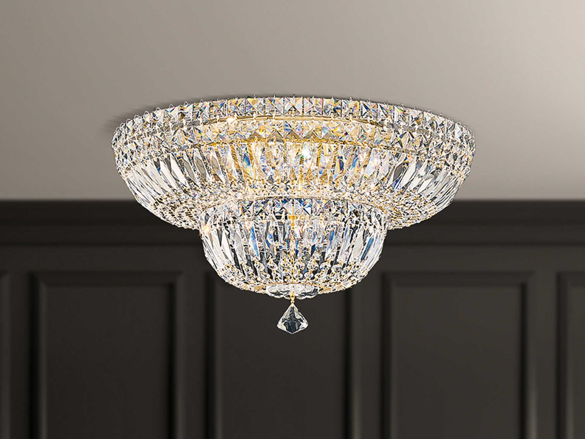 Schonbek Petit Crystal Deluxe 9-Light Gold Flush Mount