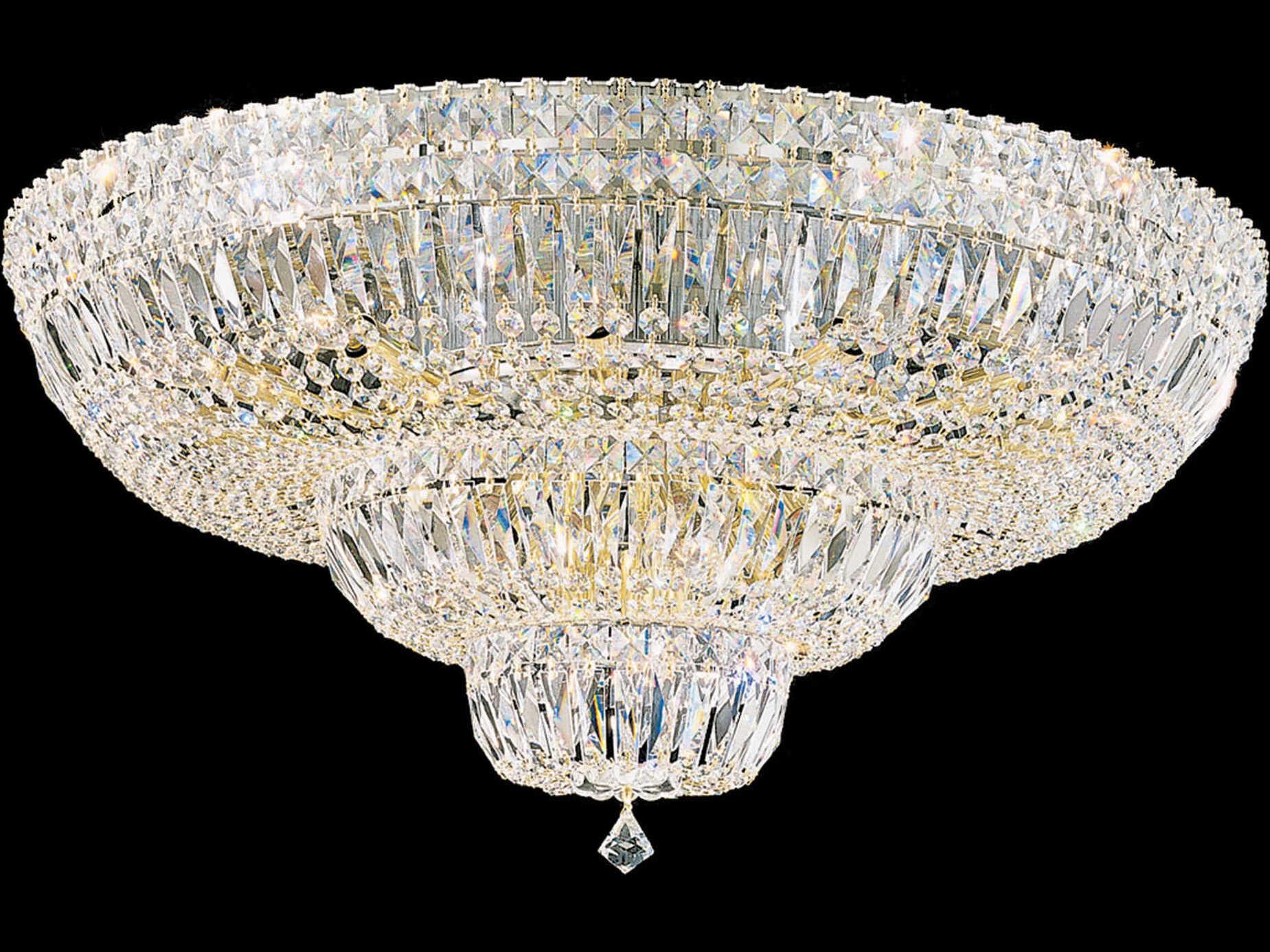 Schonbek Petit Crystal Deluxe 21-Light Gold Bowl Tiered Flush Mount