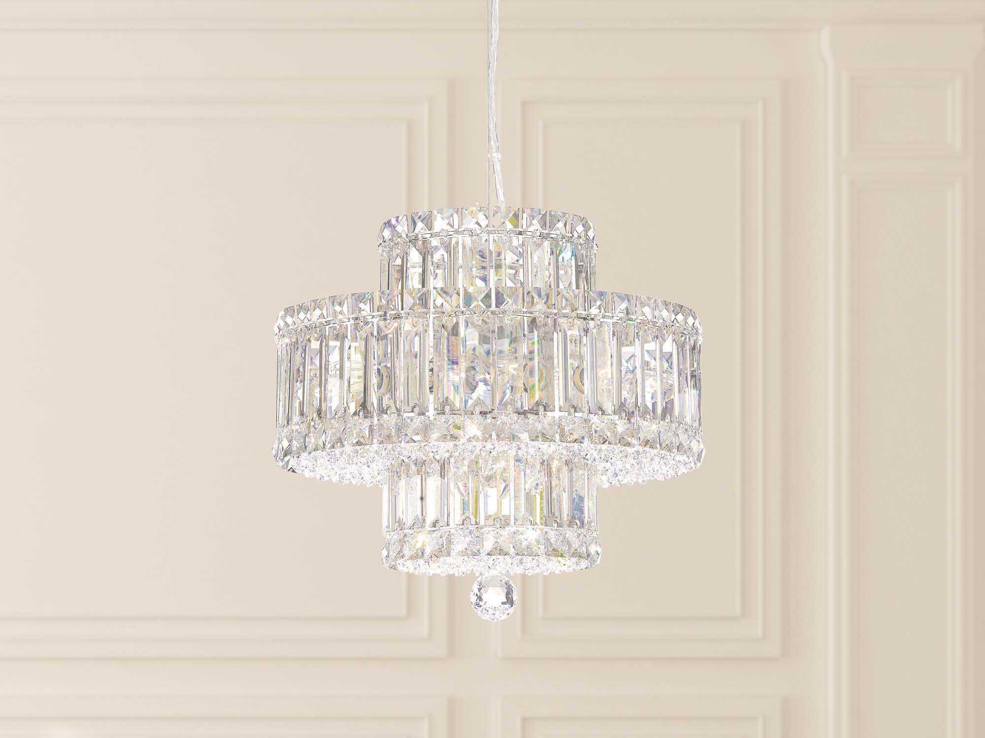 Schonbek Plaza 9-Light Stainless Steel Crystal Tiered Pendant