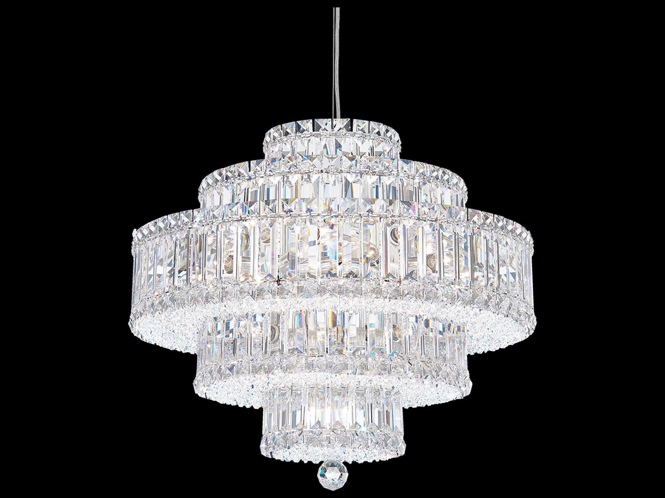 Schonbek Plaza 22-Light Stainless Steel Crystal Tiered Pendant