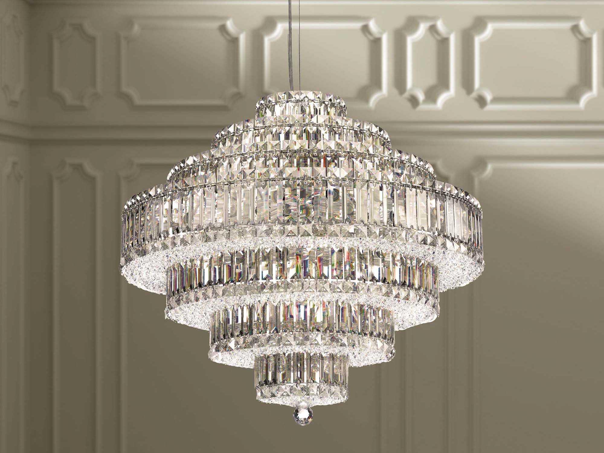 Schonbek Plaza 31-Light Stainless Steel Crystal Tiered Pendant