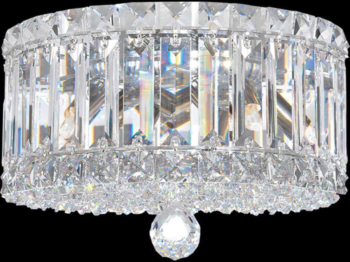 Schonbek Plaza 4-Light Stainless Steel Crystal Glass Drum Flush Mount