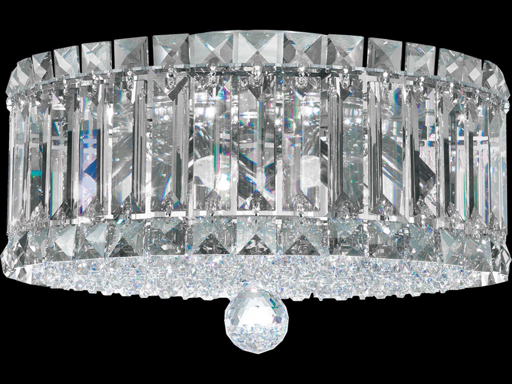 Schonbek Plaza 4-Light Stainless Steel Crystal Drum Flush Mount