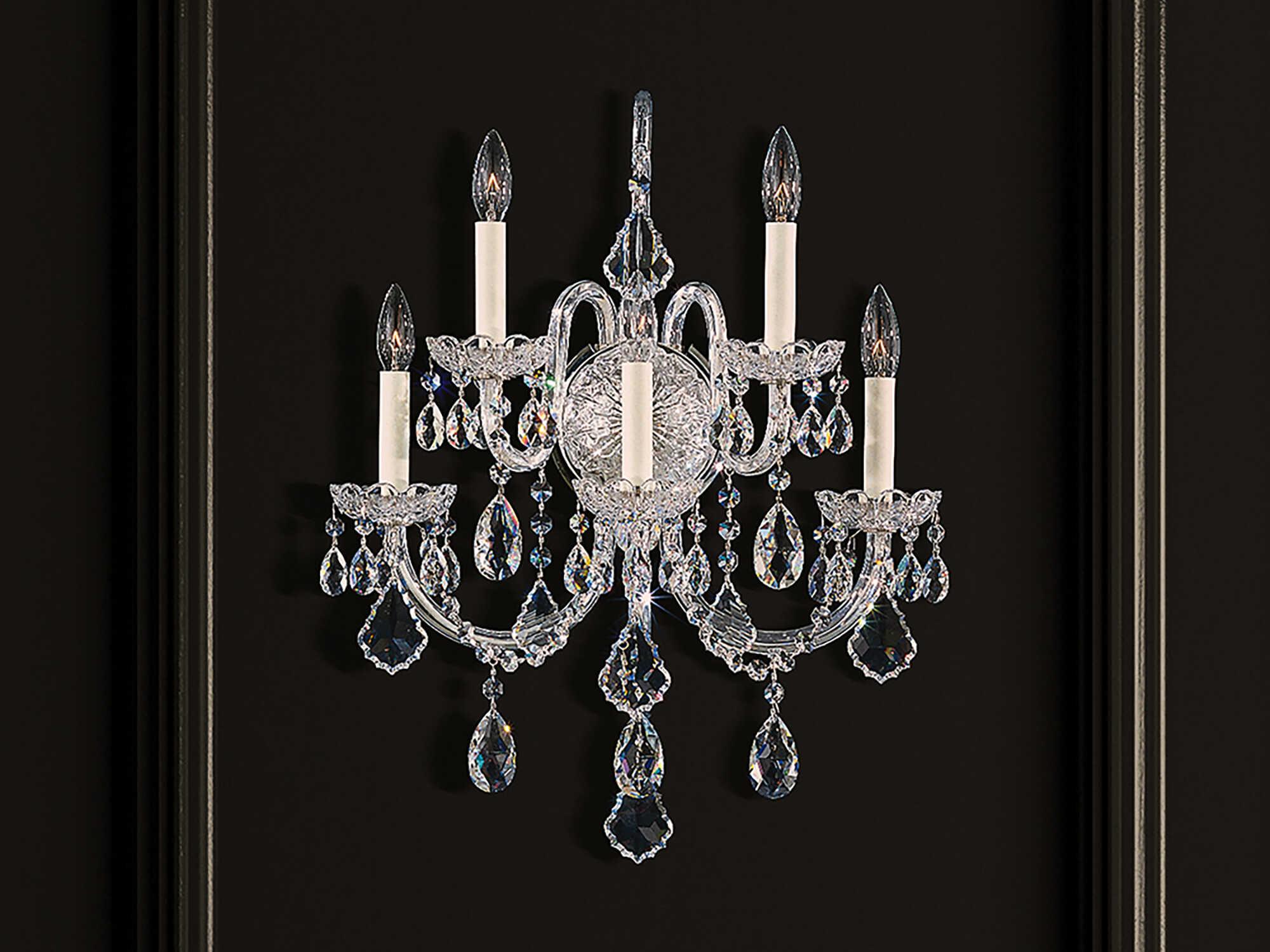 Schonbek Olde World 5-Light Silver Crystal Wall Sconce