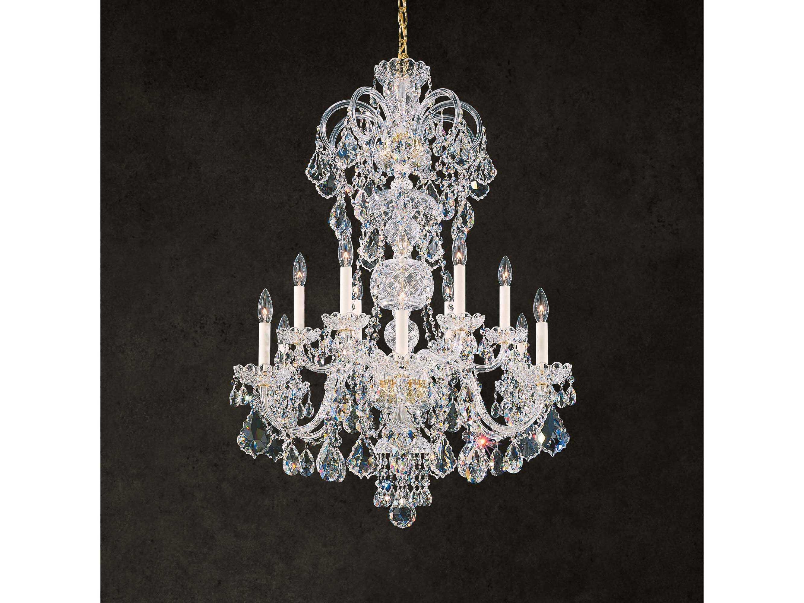 Schonbek Olde World 12-Light Gold Crystal Candelabra Chandelier