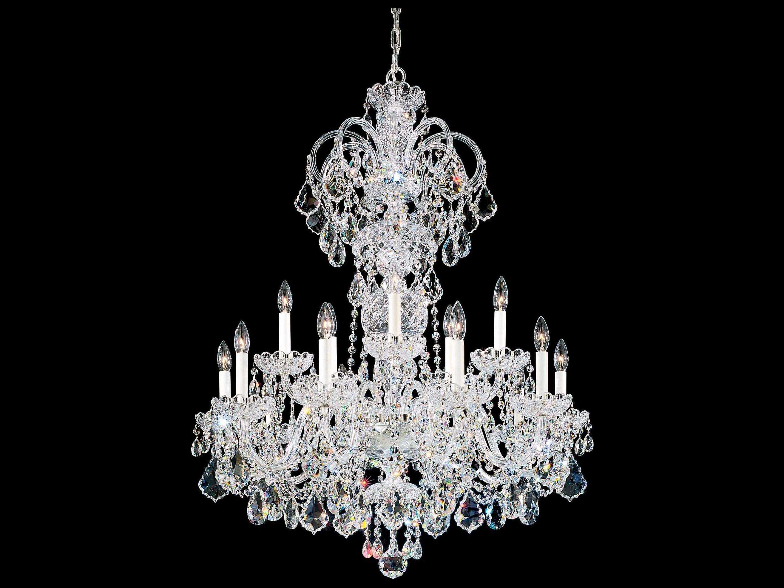 Schonbek Olde World 15-Light Silver Crystal Candelabra Chandelier