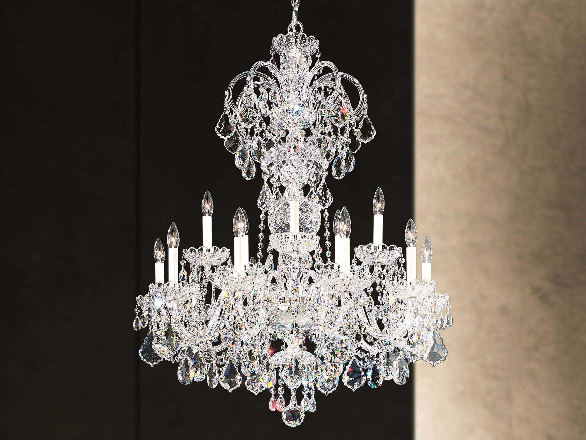 Schonbek Olde World 15-Light Silver Crystal Candelabra Chandelier