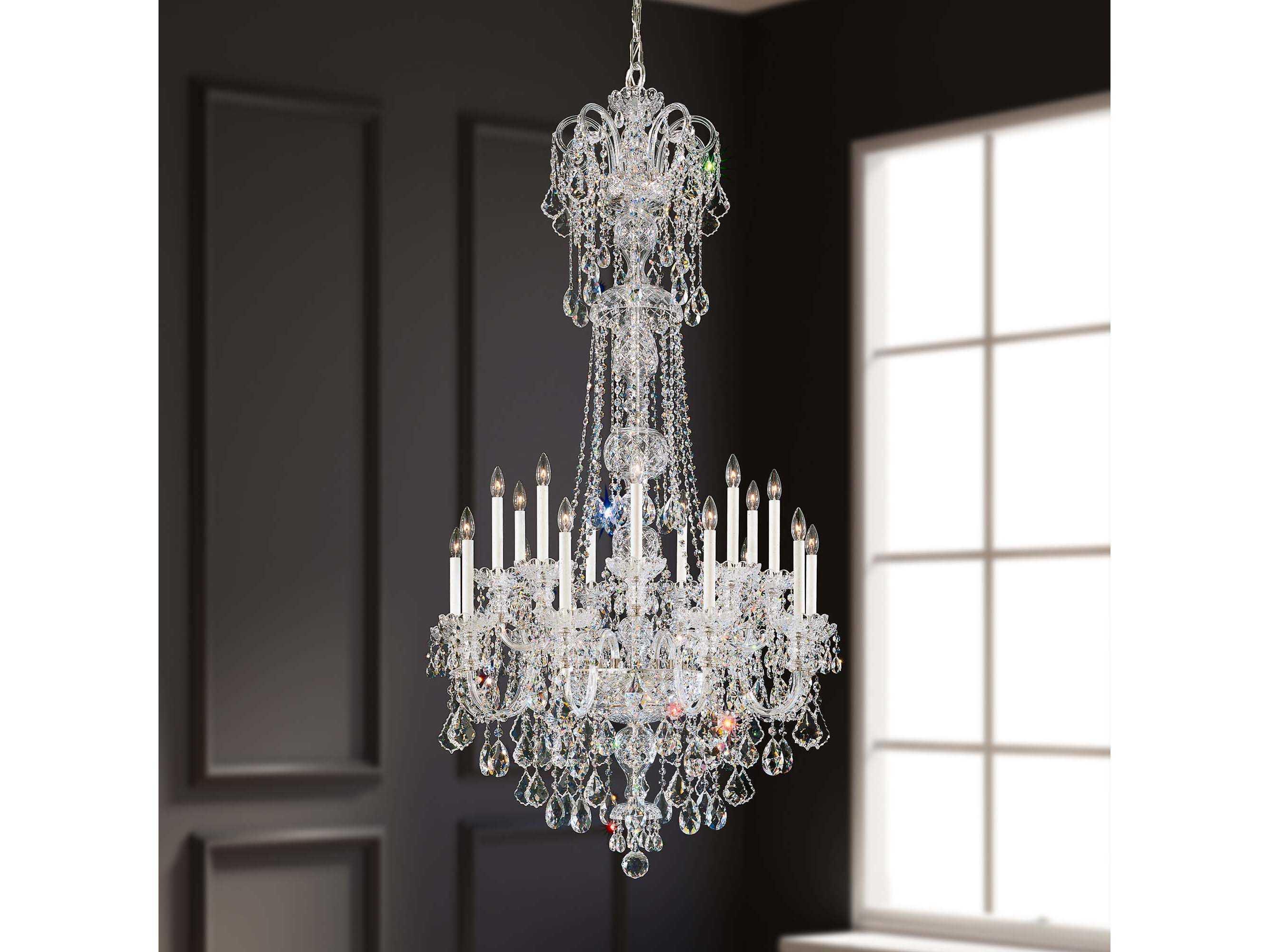 Schonbek Olde World 23-Light Silver Crystal Candelabra Chandelier