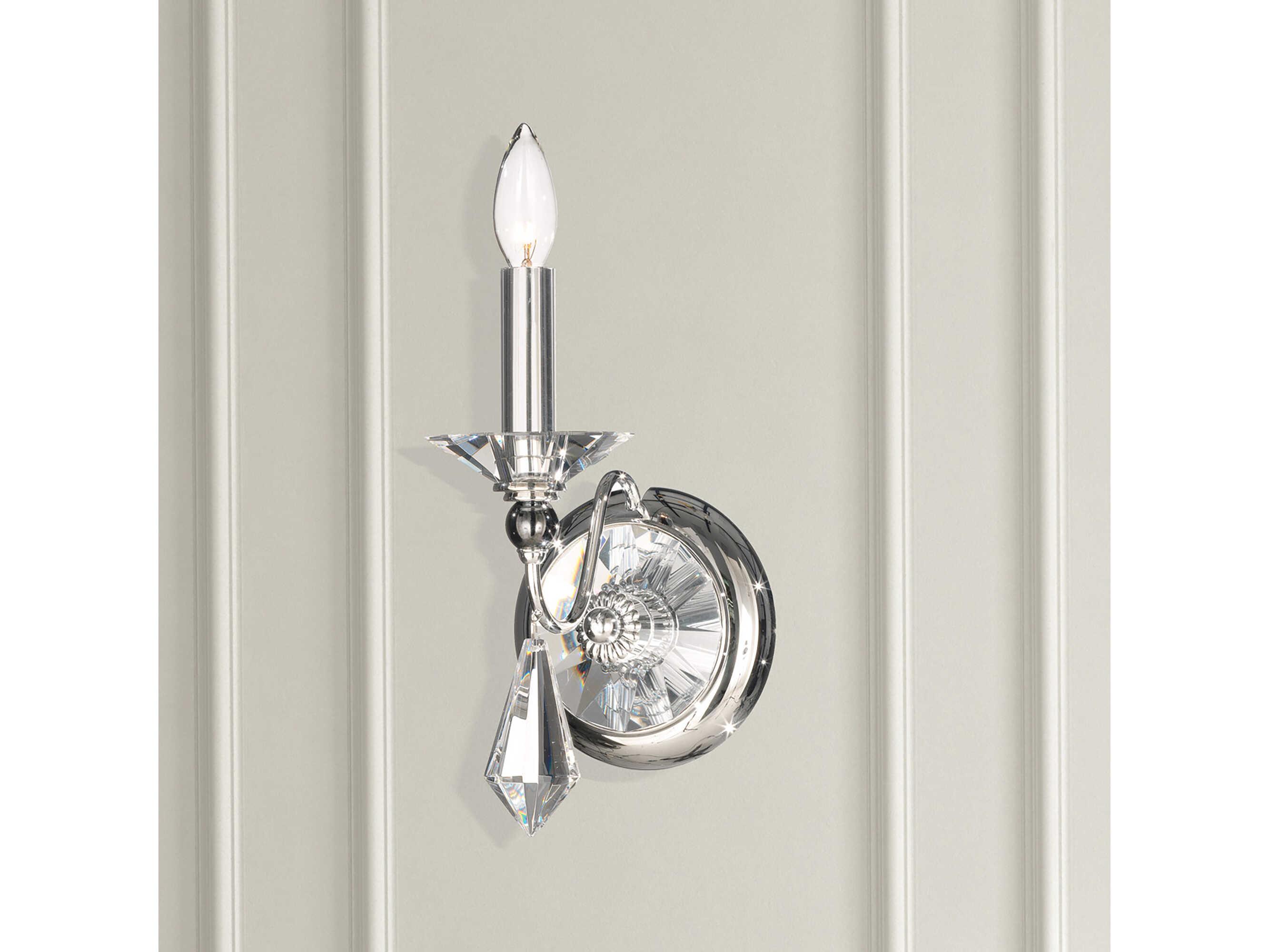 Schonbek Jasmine 1-Light Polished Silver Crystal Wall Sconce