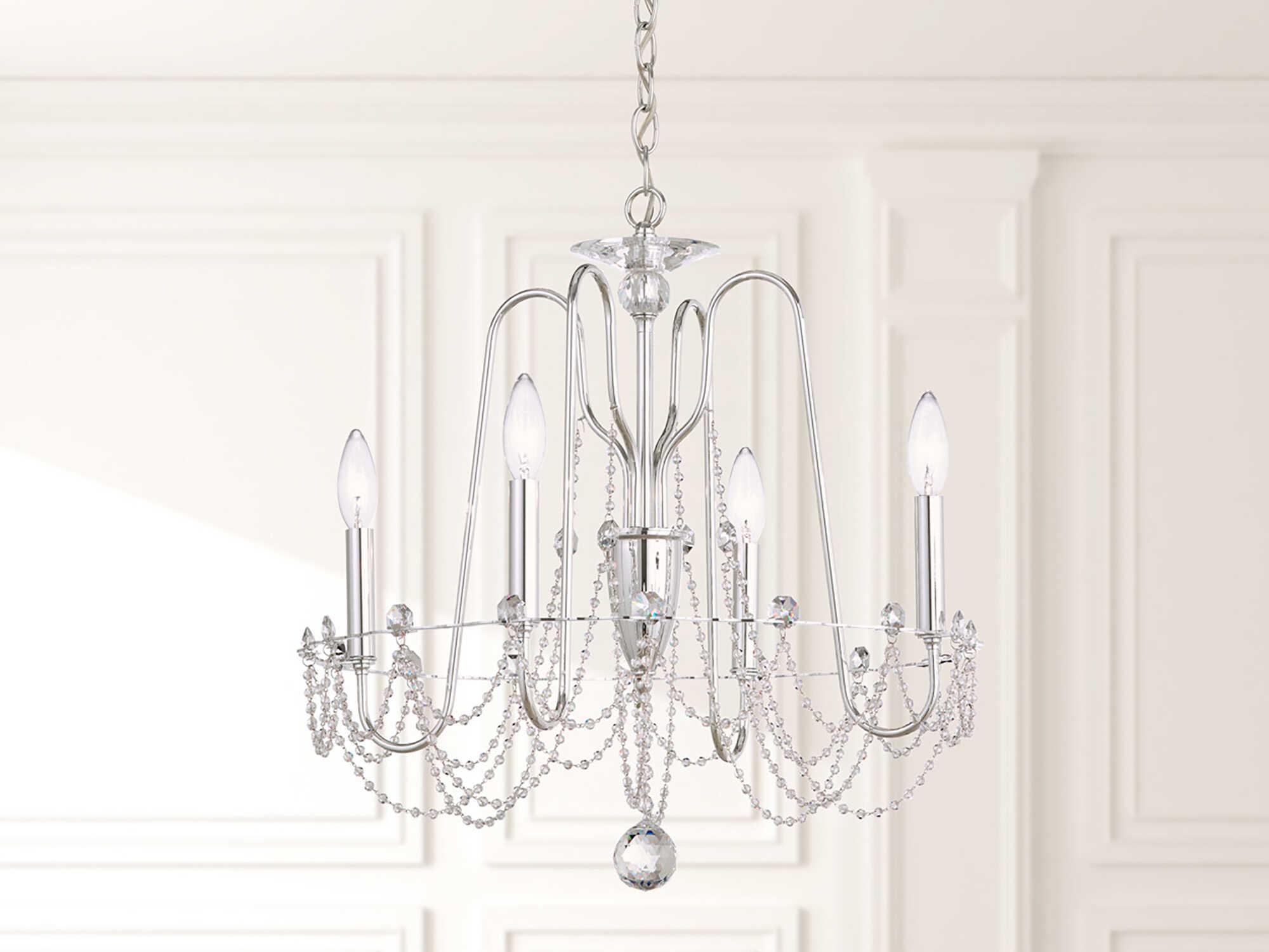 Schonbek Esmery 4-Light Silver Crystal Candelabra Chandelier