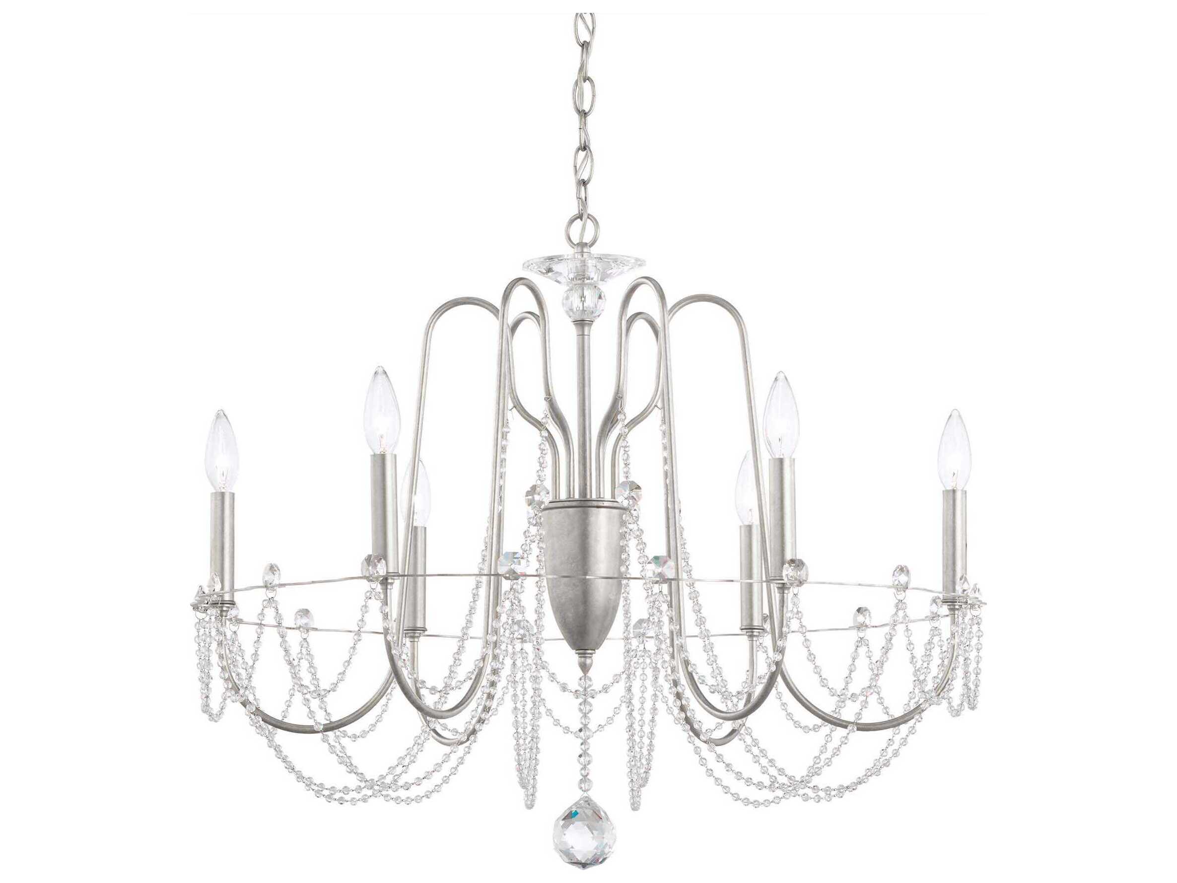 Schonbek Esmery 6-Light Silver Crystal Candelabra Chandelier