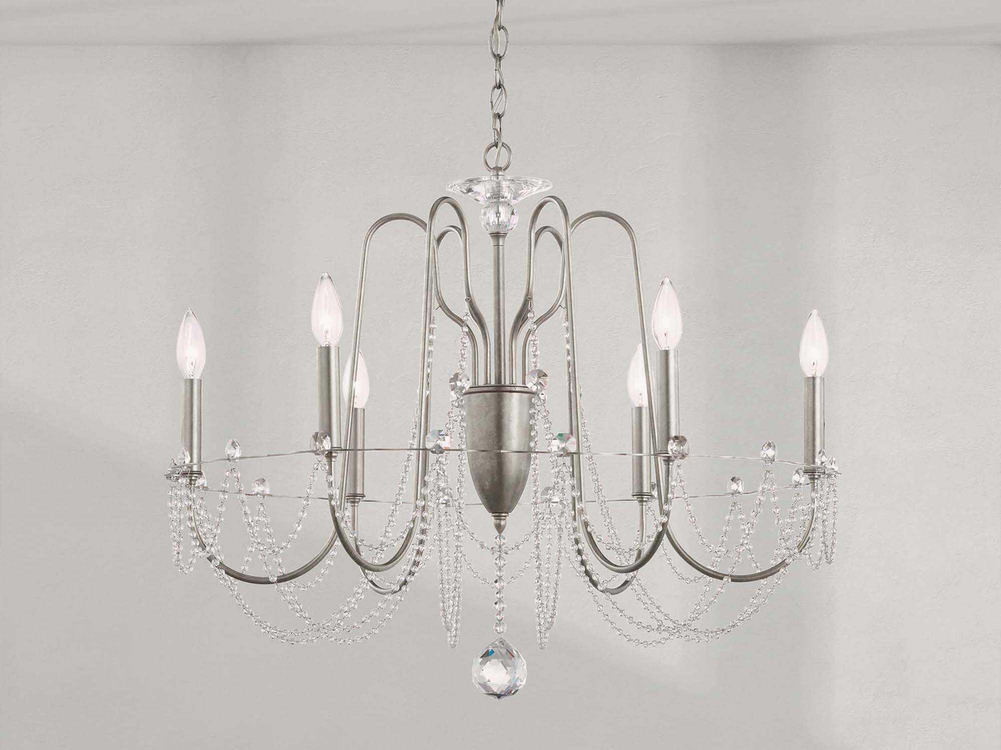 Schonbek Esmery 6-Light Silver Crystal Candelabra Chandelier