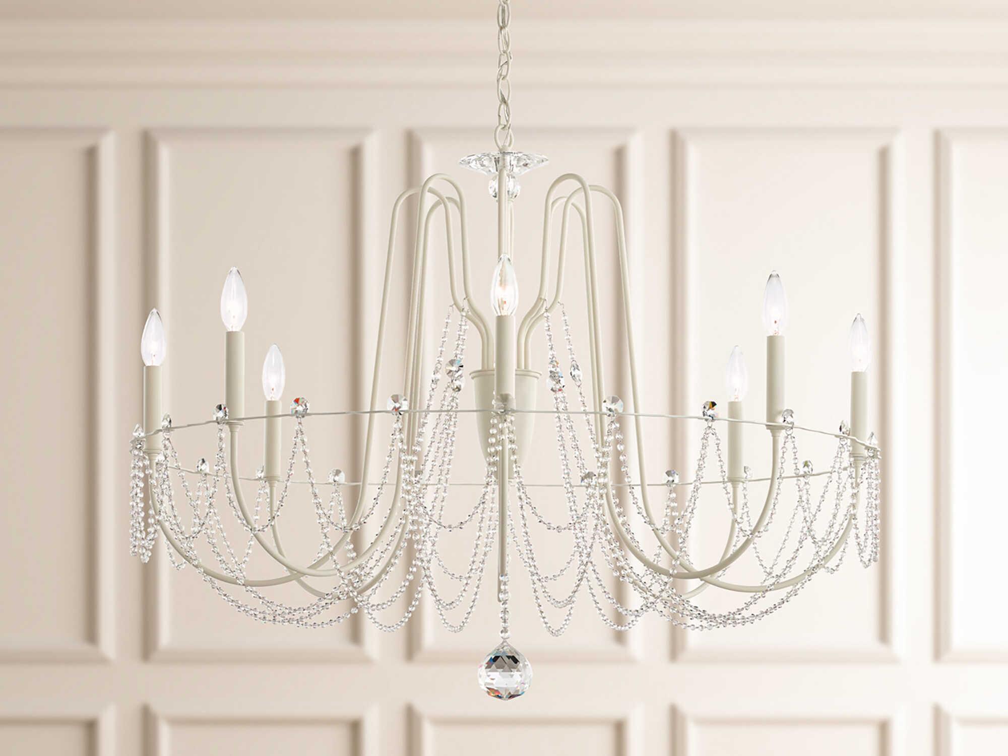 Schonbek Esmery 8-Light White Crystal Candelabra Chandelier