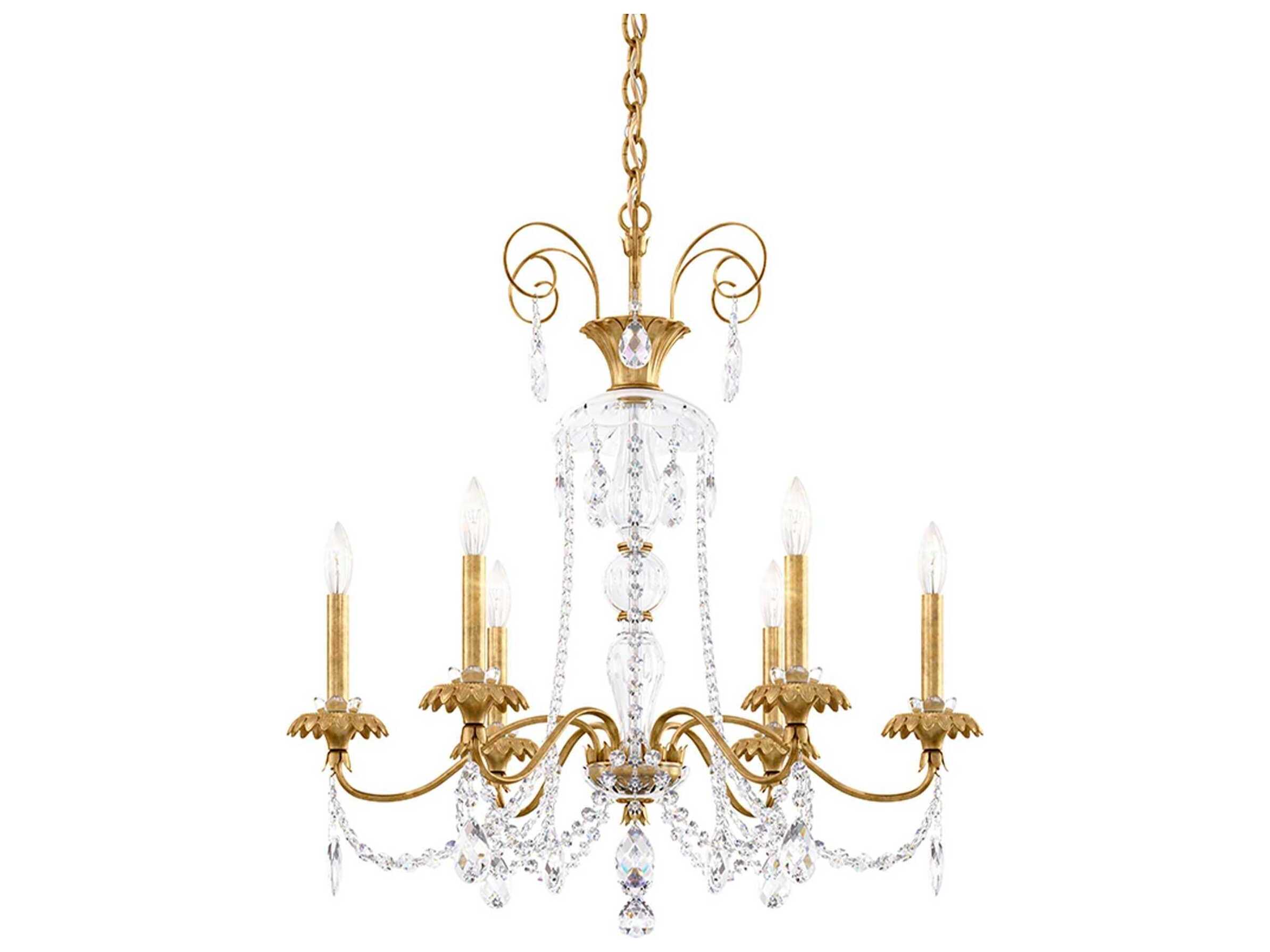 Schonbek Helenia 6-Light Heirloom Gold Crystal Candelabra Chandelier