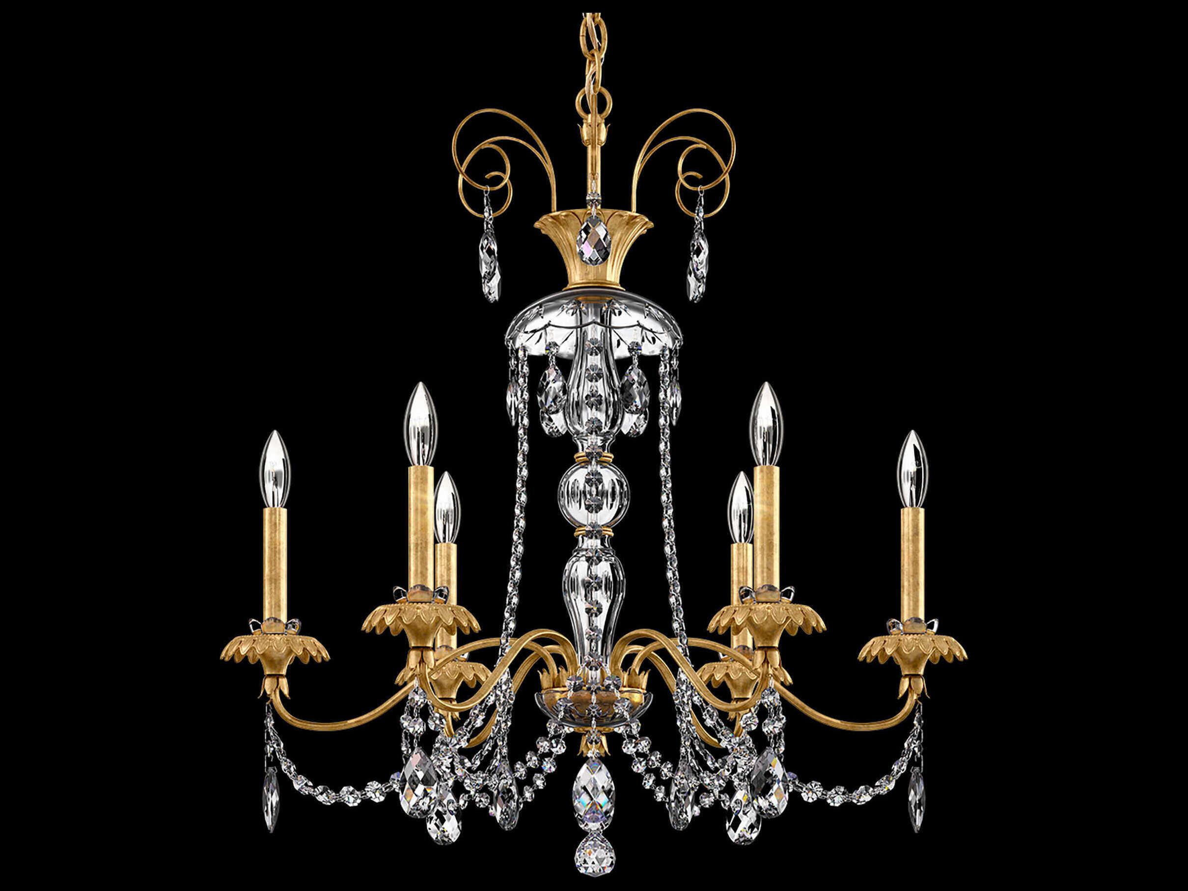 Schonbek Helenia 6-Light Heirloom Gold Crystal Candelabra Chandelier
