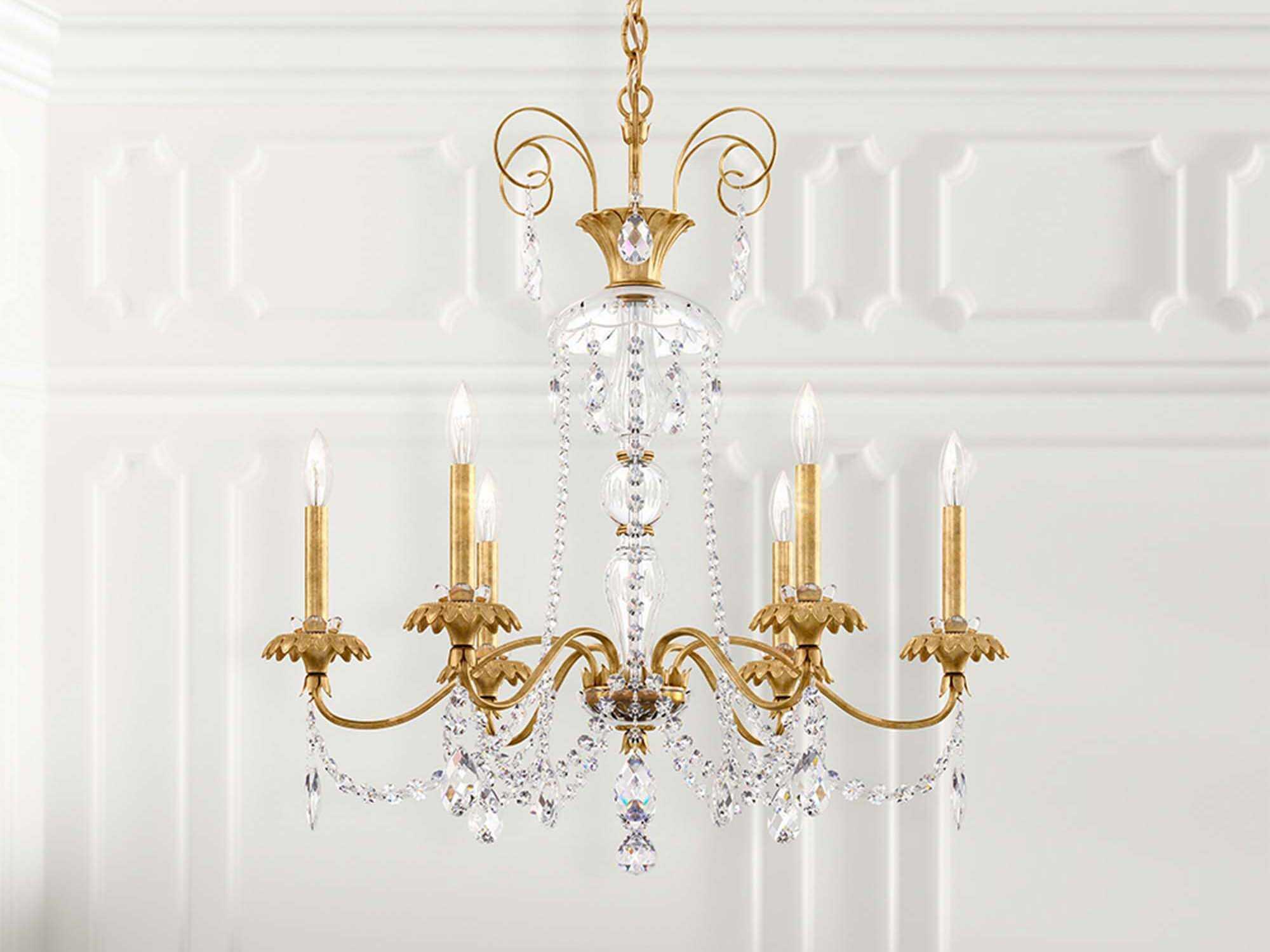 Schonbek Helenia 6-Light Heirloom Gold Crystal Candelabra Chandelier