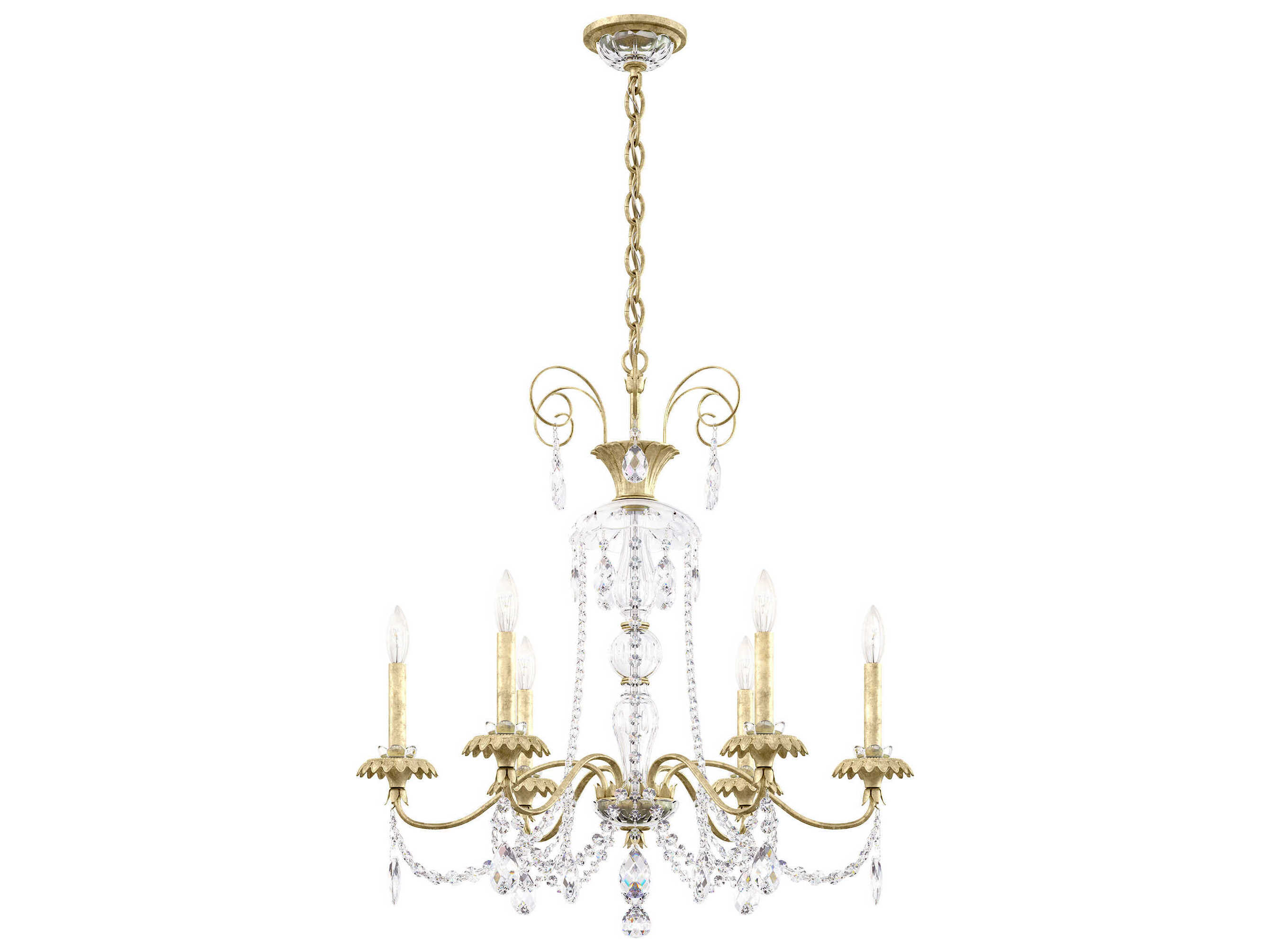 Schonbek Helenia 6-Light Antique Silver Crystal Candelabra Chandelier