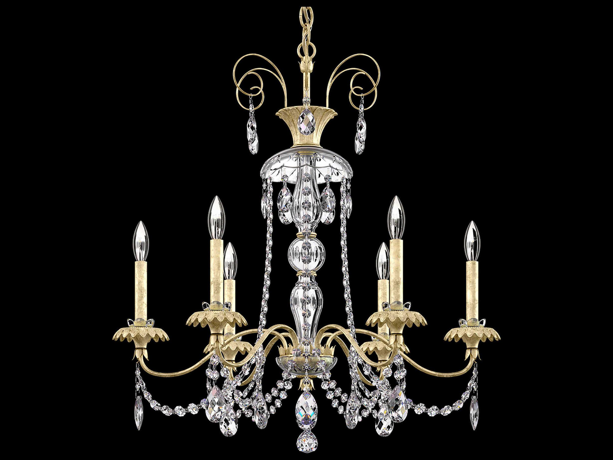 Schonbek Helenia 6-Light Antique Silver Crystal Candelabra Chandelier