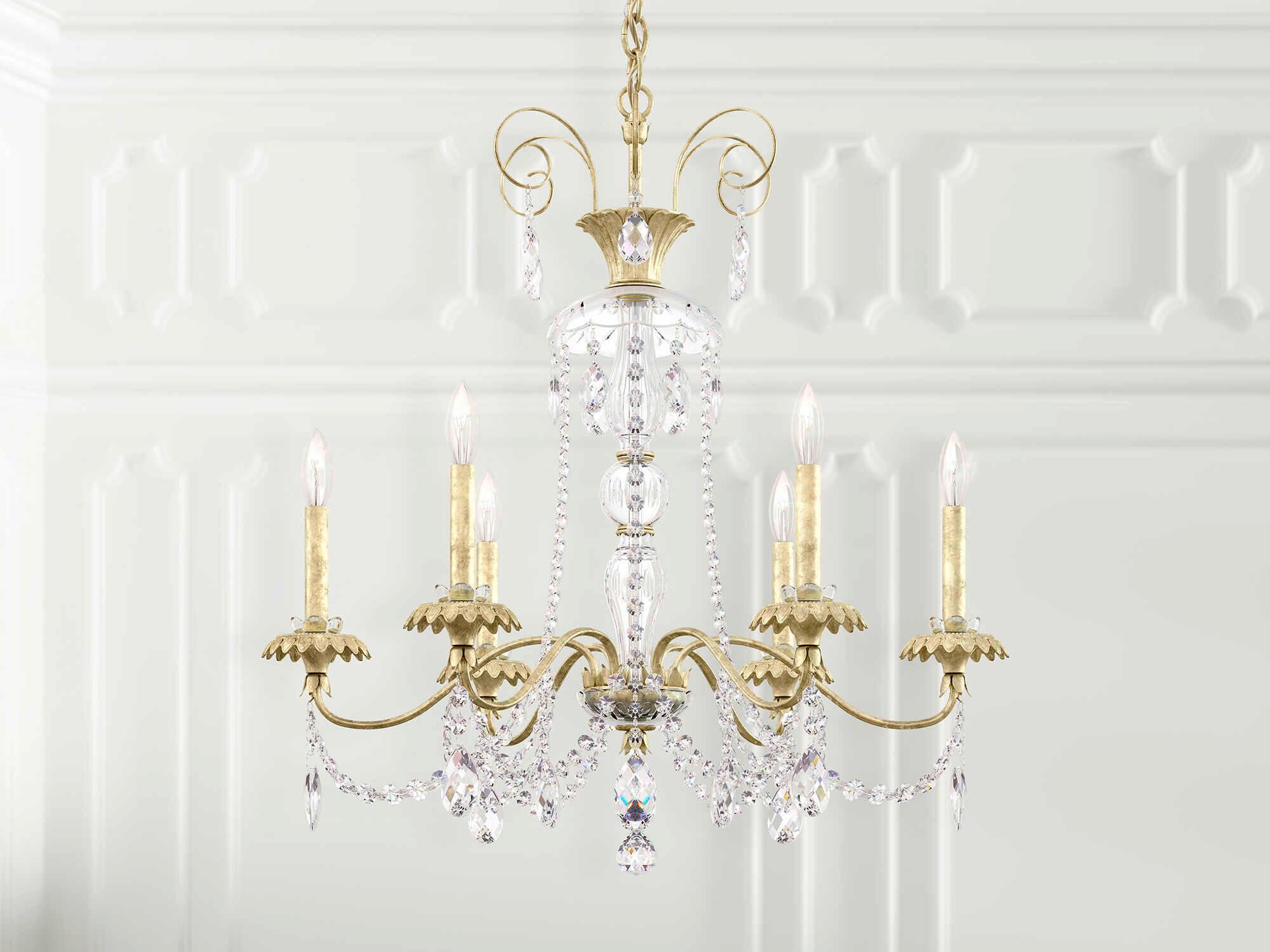 Schonbek Helenia 6-Light Antique Silver Crystal Candelabra Chandelier