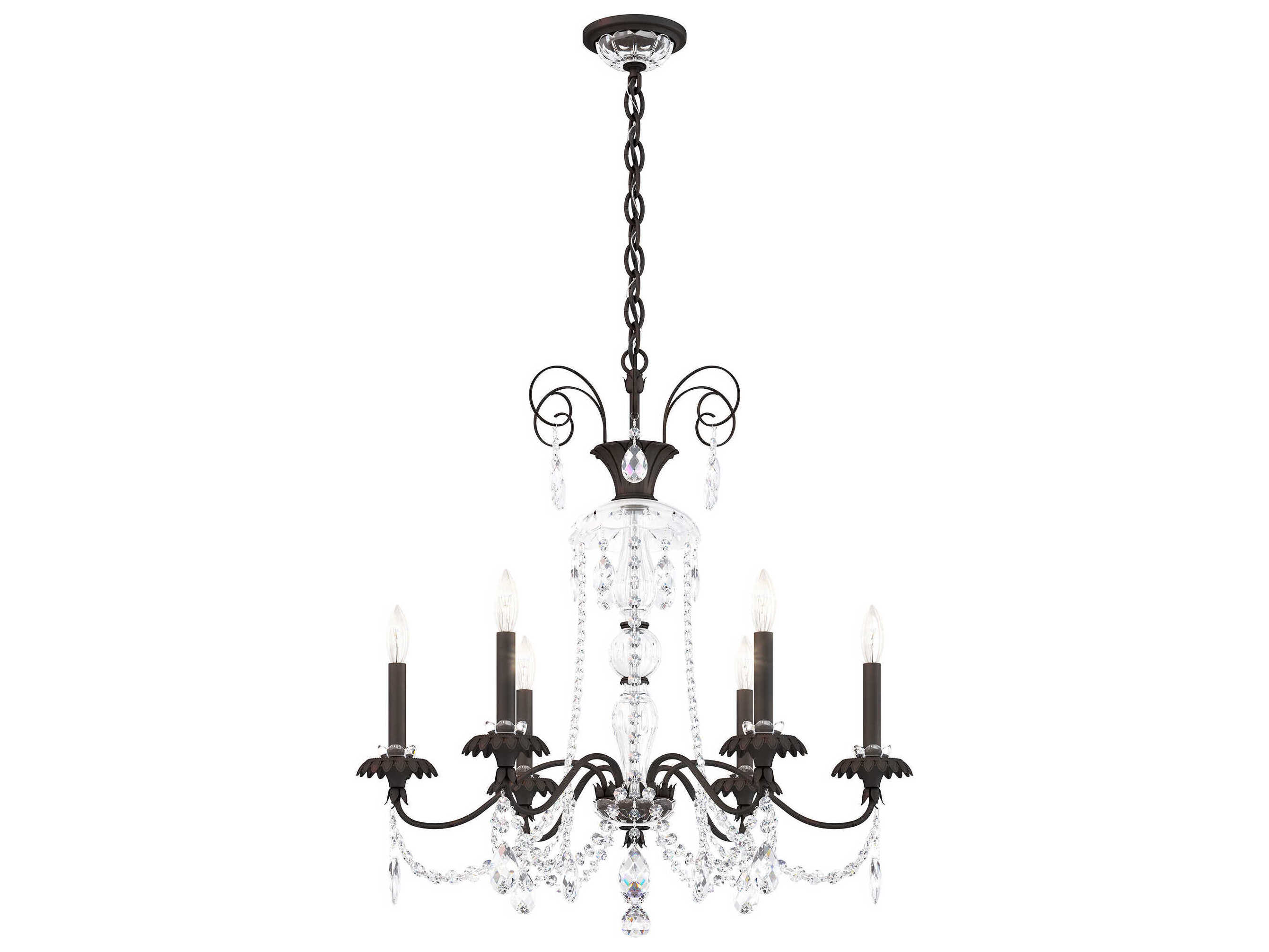 Schonbek Helenia 6-Light Black Crystal Candelabra Chandelier