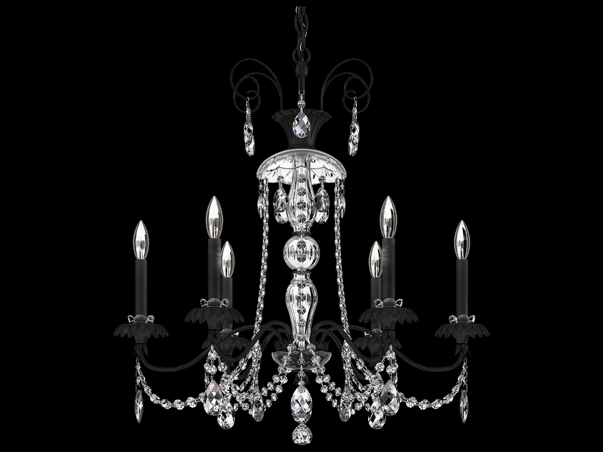 Schonbek Helenia 6-Light Black Crystal Candelabra Chandelier