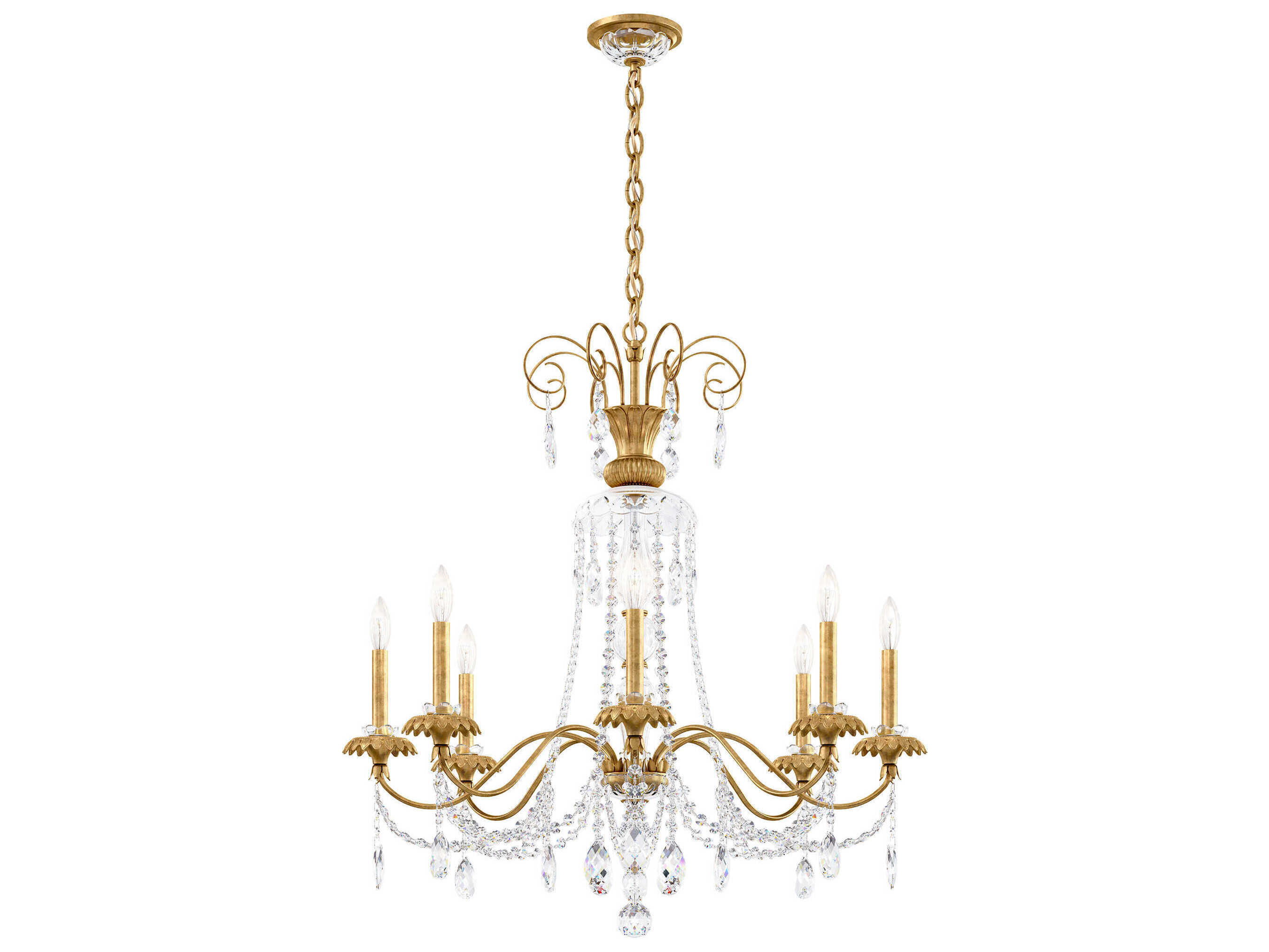 Schonbek Helenia 8-Light Heirloom Gold Crystal Candelabra Chandelier