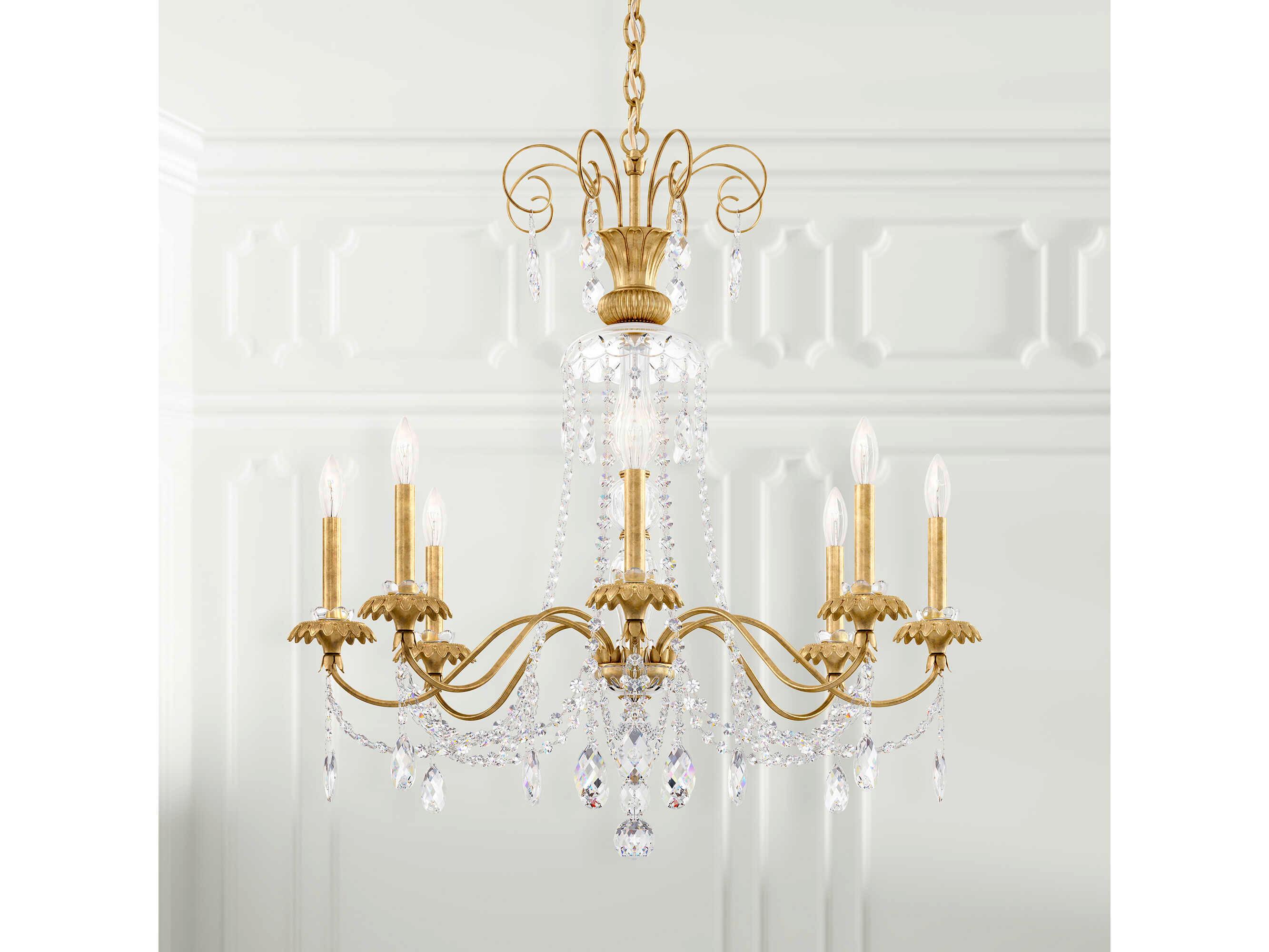 Schonbek Helenia 8-Light Heirloom Gold Crystal Candelabra Chandelier