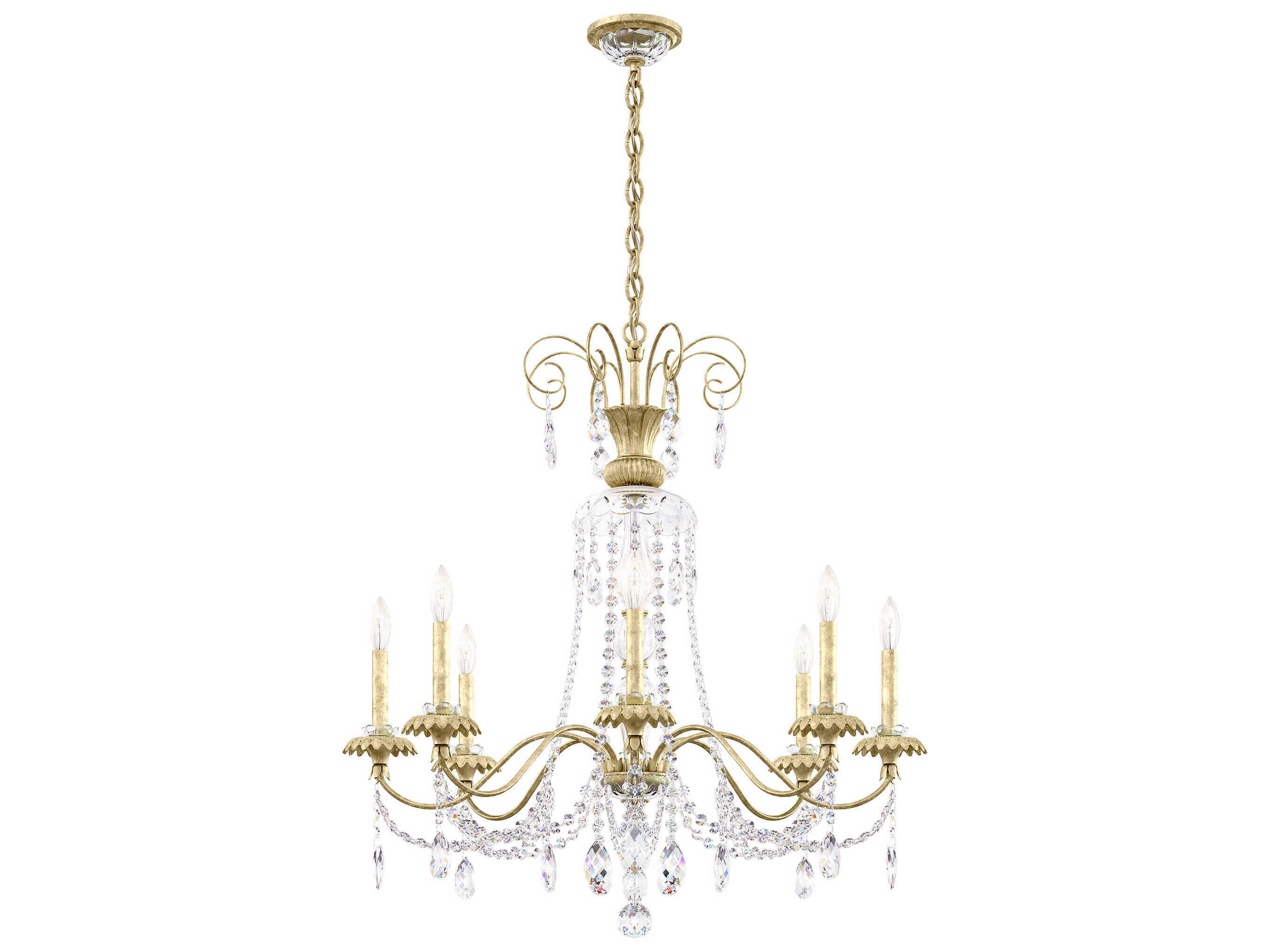 Schonbek Helenia 8-Light Antique Silver Crystal Candelabra Chandelier