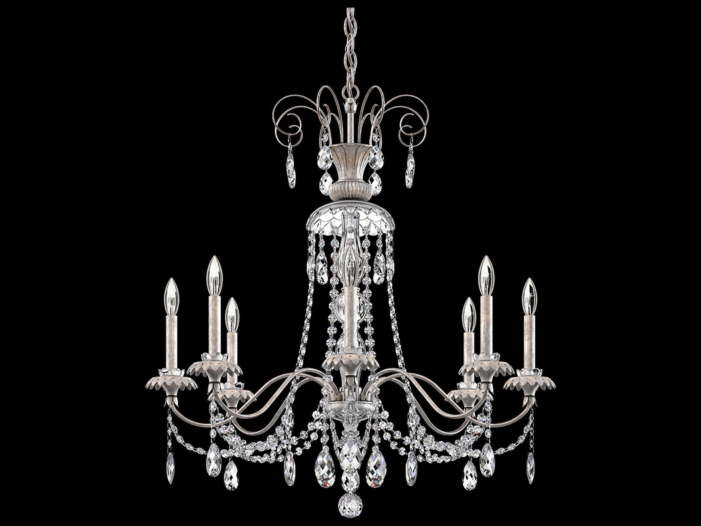 Schonbek Helenia 8-Light Heirloom Silver Crystal Candelabra Chandelier