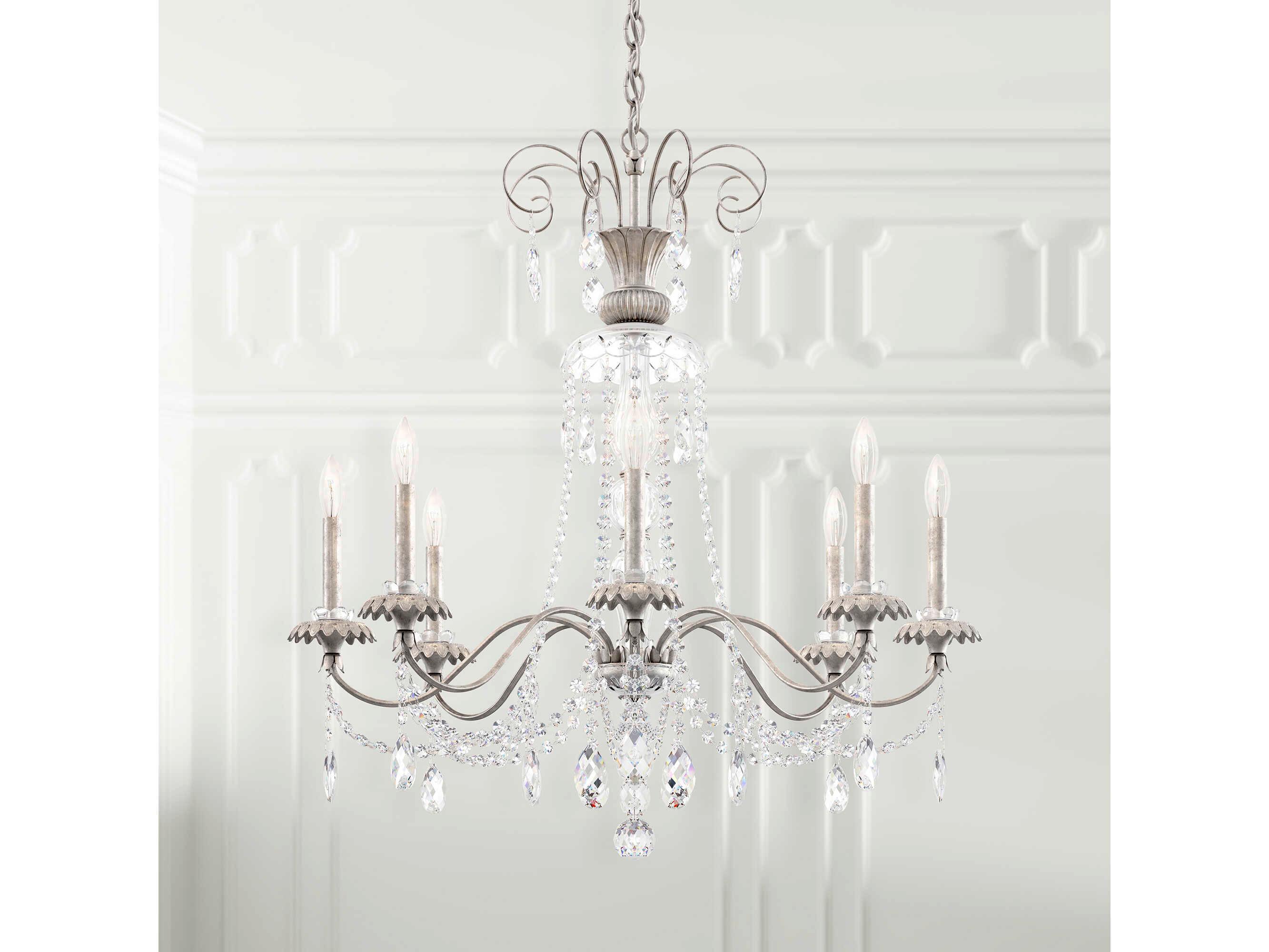 Schonbek Helenia 8-Light Heirloom Silver Crystal Candelabra Chandelier