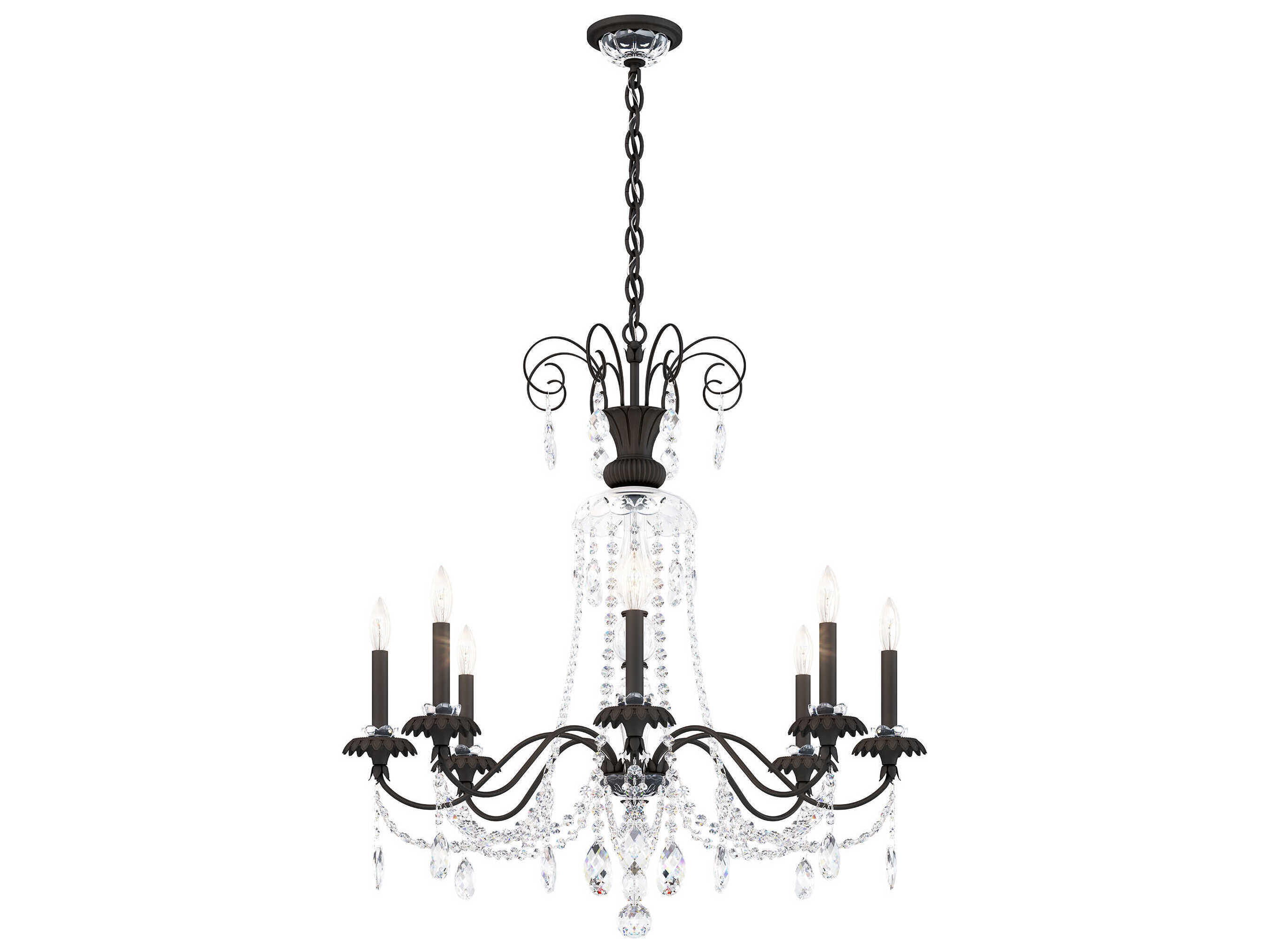 Schonbek Helenia 8-Light Black Crystal Candelabra Chandelier